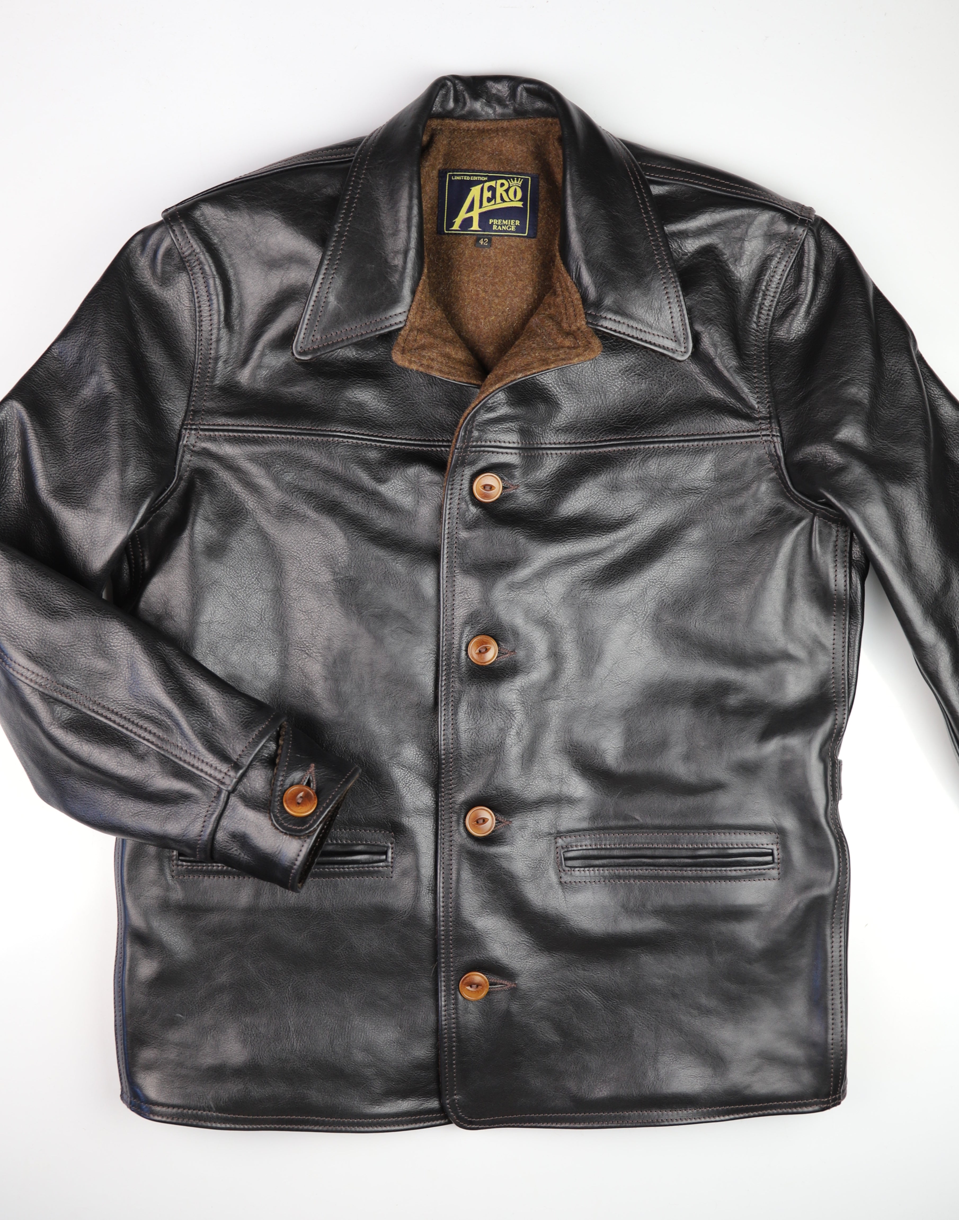 Aero Premier Work Coat, size 42, Black Badalassi Cowhide