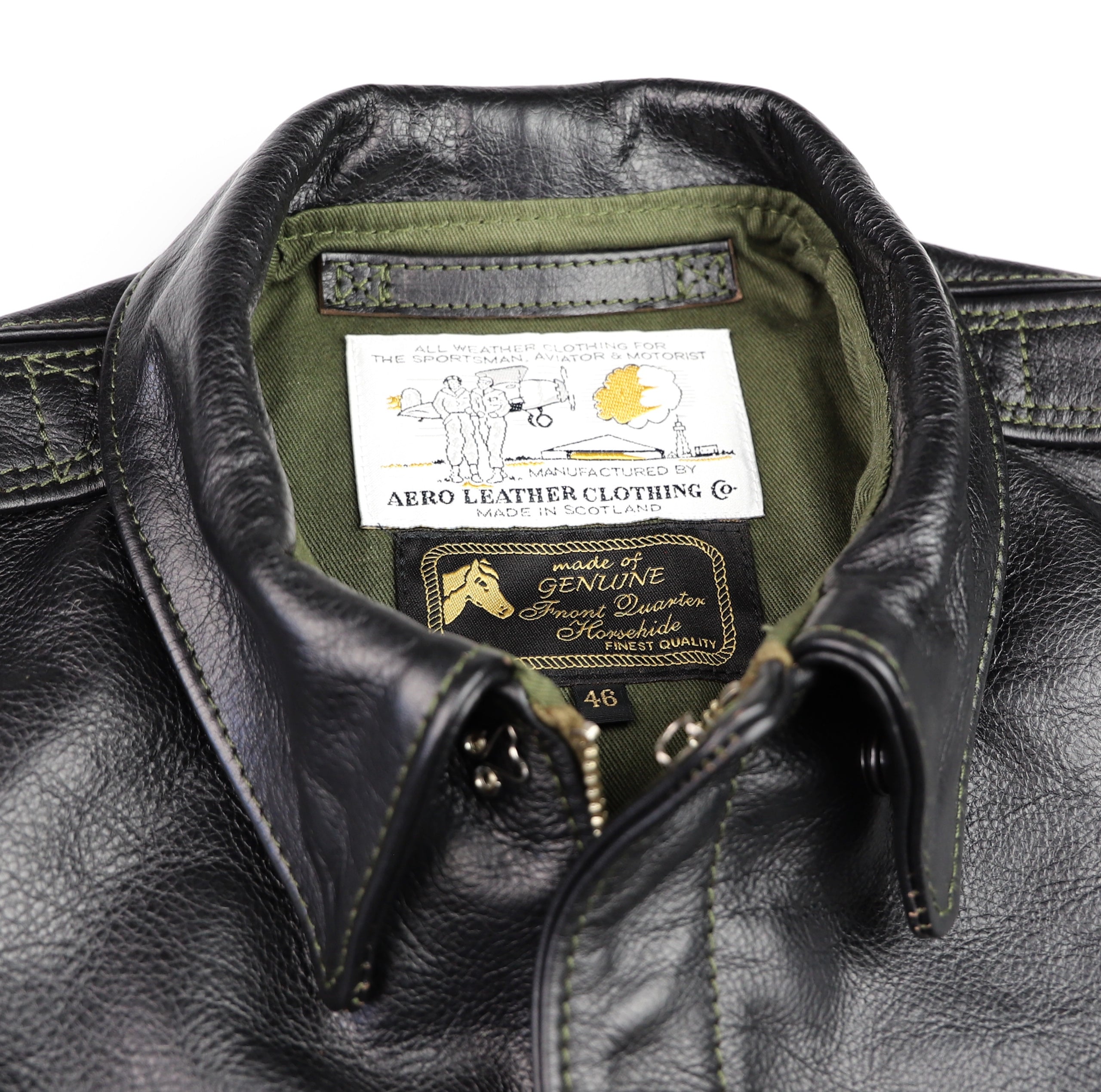 Aero A-2 Military Flight Jacket, size 46, Blackened Brown Vicenza Horsehide