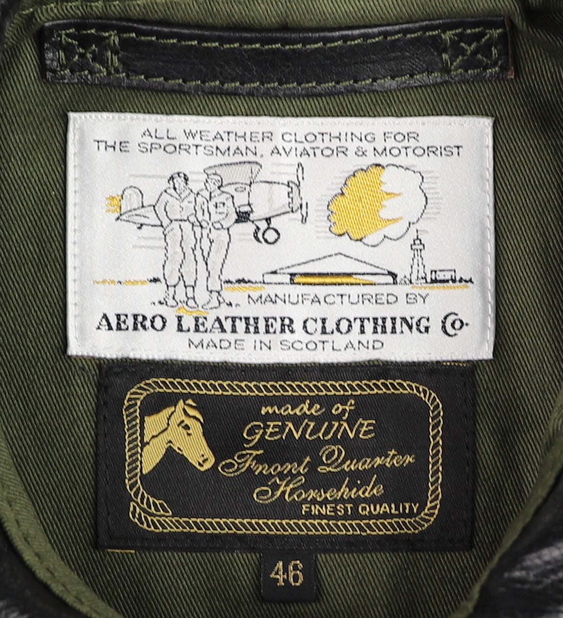 Aero A-2 Military Flight Jacket, size 46, Blackened Brown Vicenza Horsehide