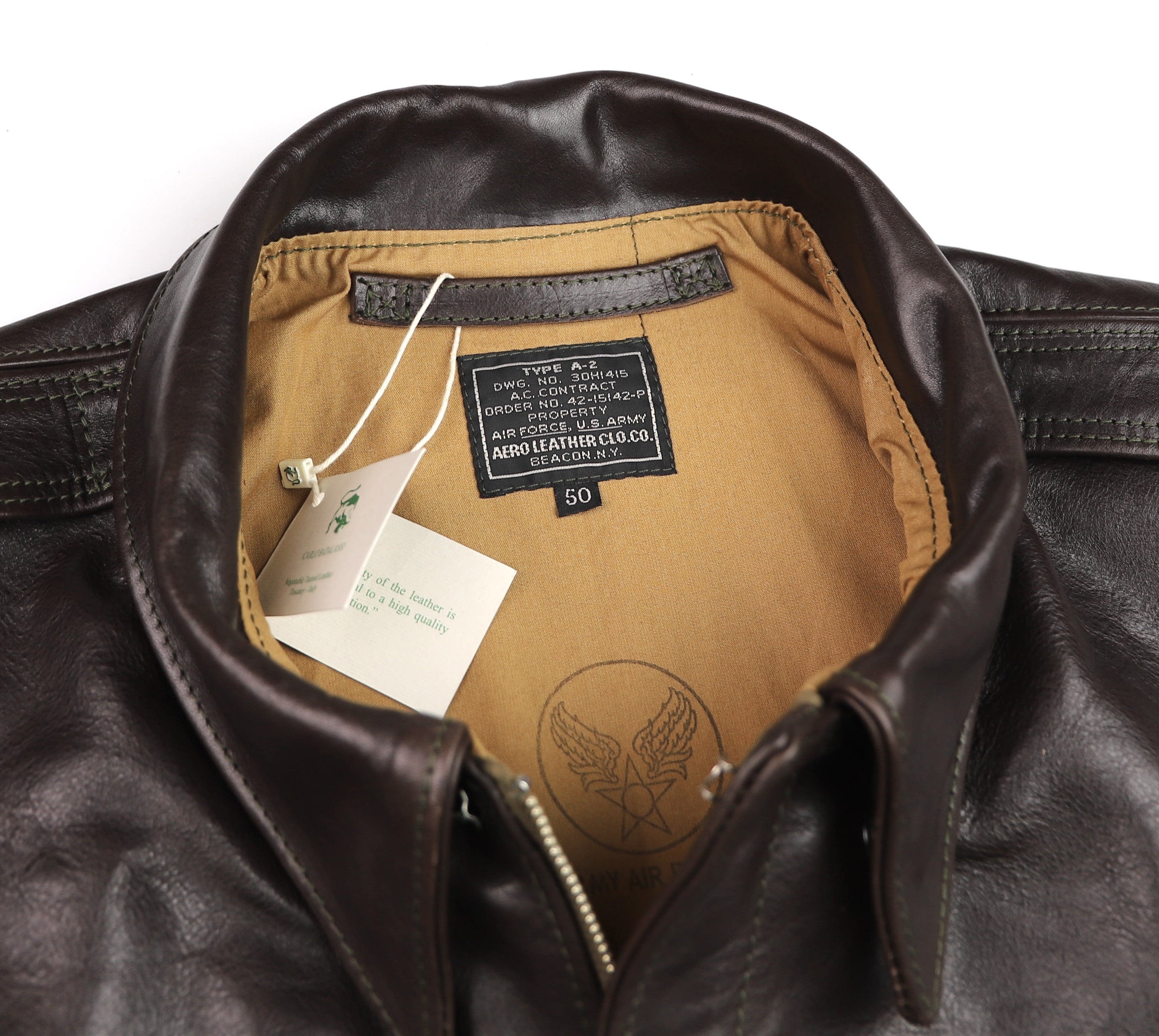 Aero A-2 Military Flight Jacket, size 50, Chestnut Badalassi