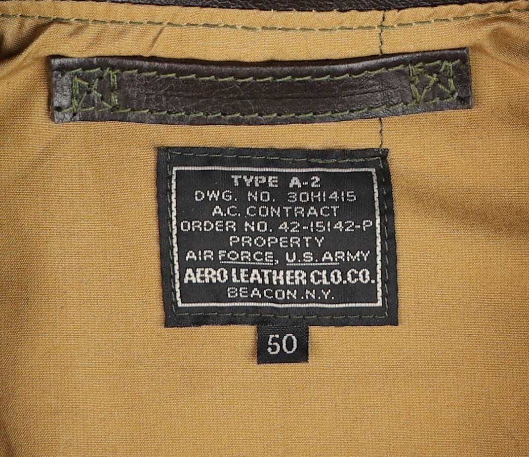 Aero A-2 Military Flight Jacket, size 50, Dark Seal Vicenza Horsehide