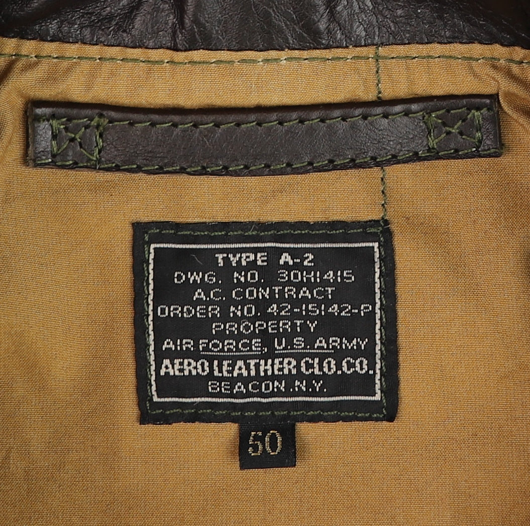 Aero A-2 Military Flight Jacket, size 50, Dark Seal Vicenza Horsehide