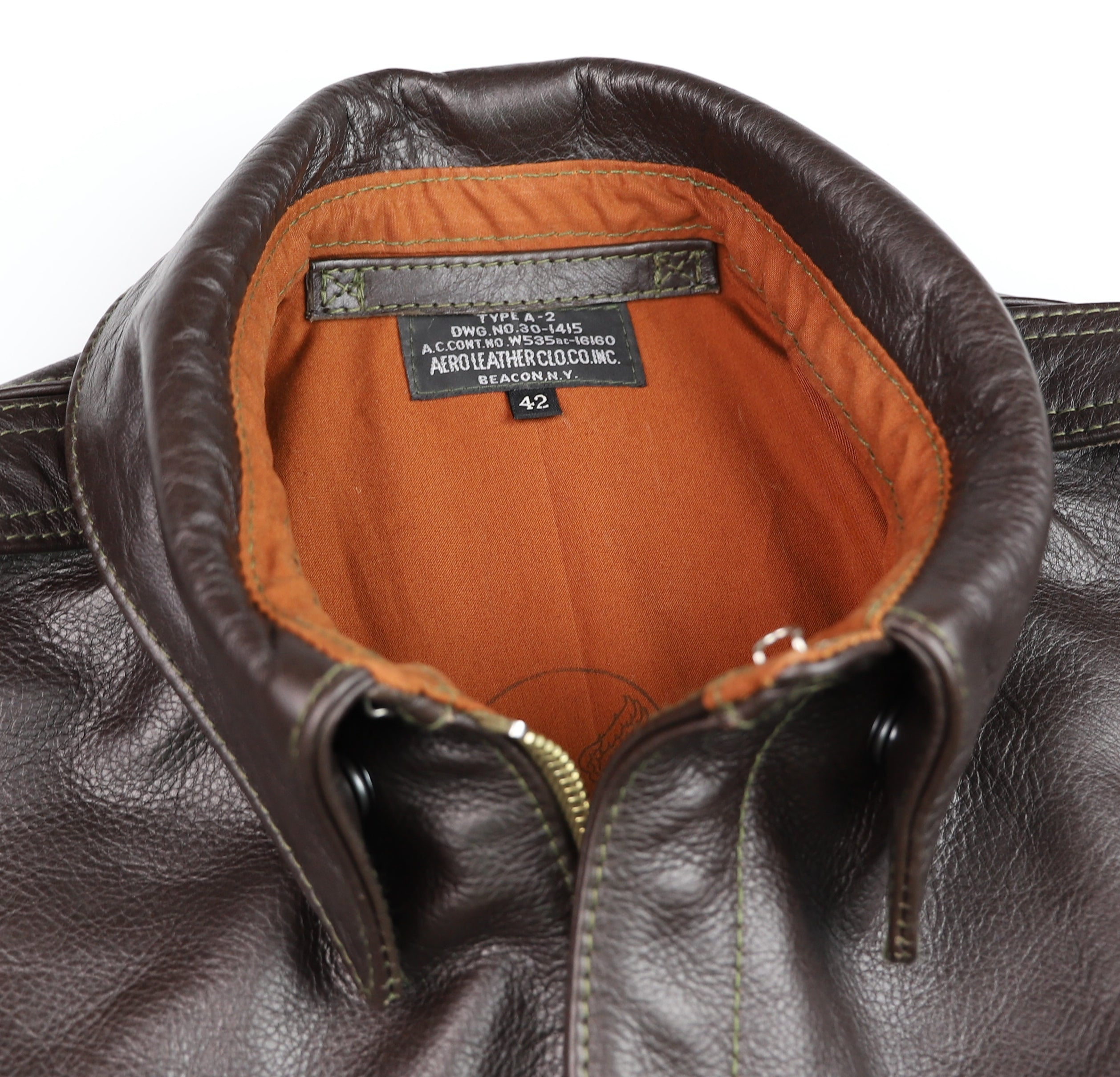 Aero A-2 Military Flight Jacket, size 42, Dark Seal Vicenza Horsehide
