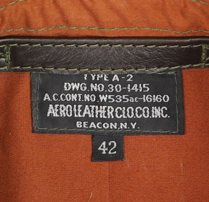 Aero A-2 Military Flight Jacket, size 42, Dark Seal Vicenza Horsehide