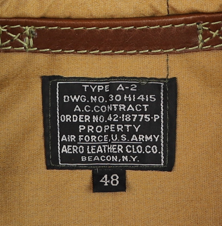 Aero A-2 Military Flight Jacket, size 48, Russet Vicenza Horsehide