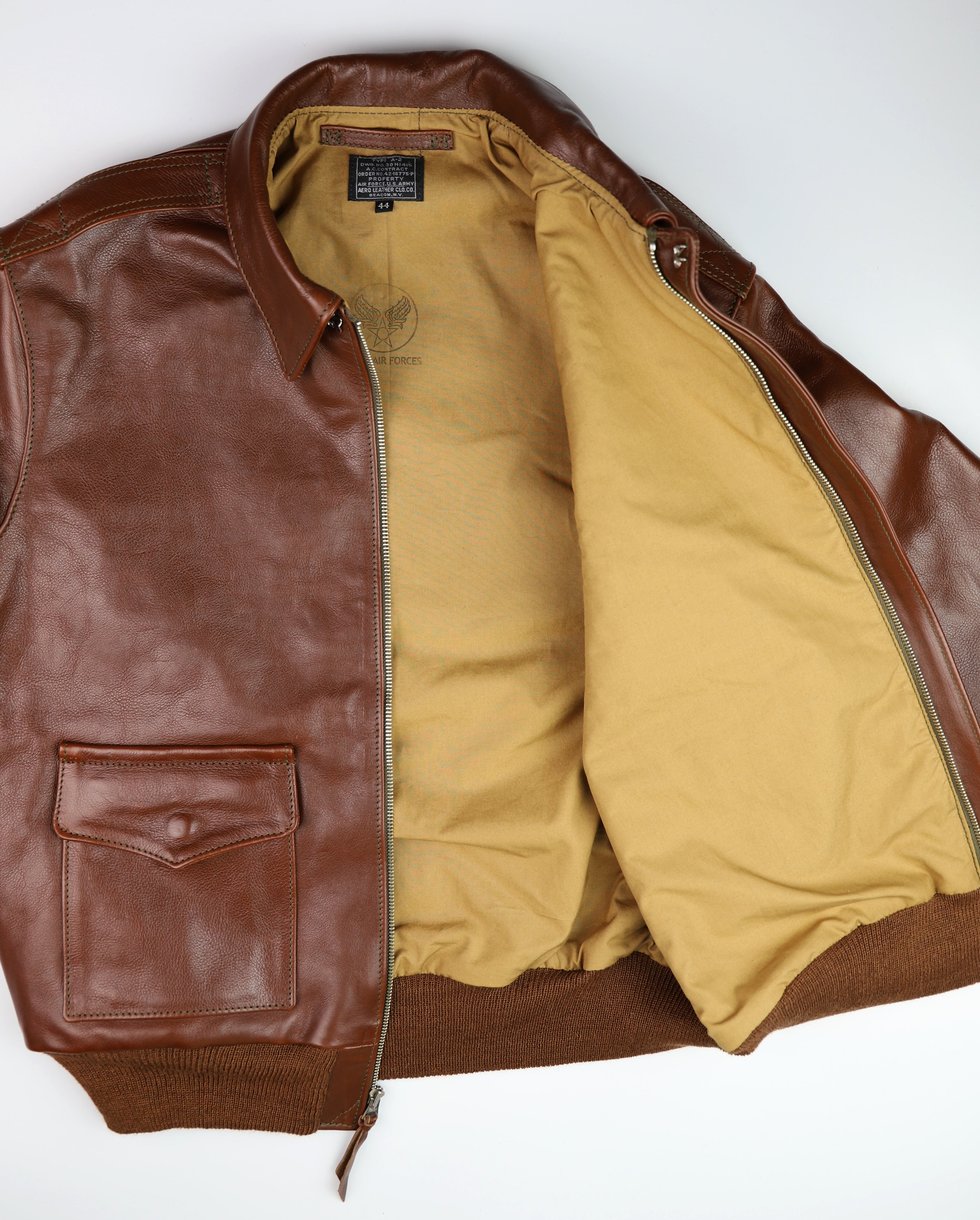 Aero A-2 Military Flight Jacket, size 44, Russet Vicenza Horsehide
