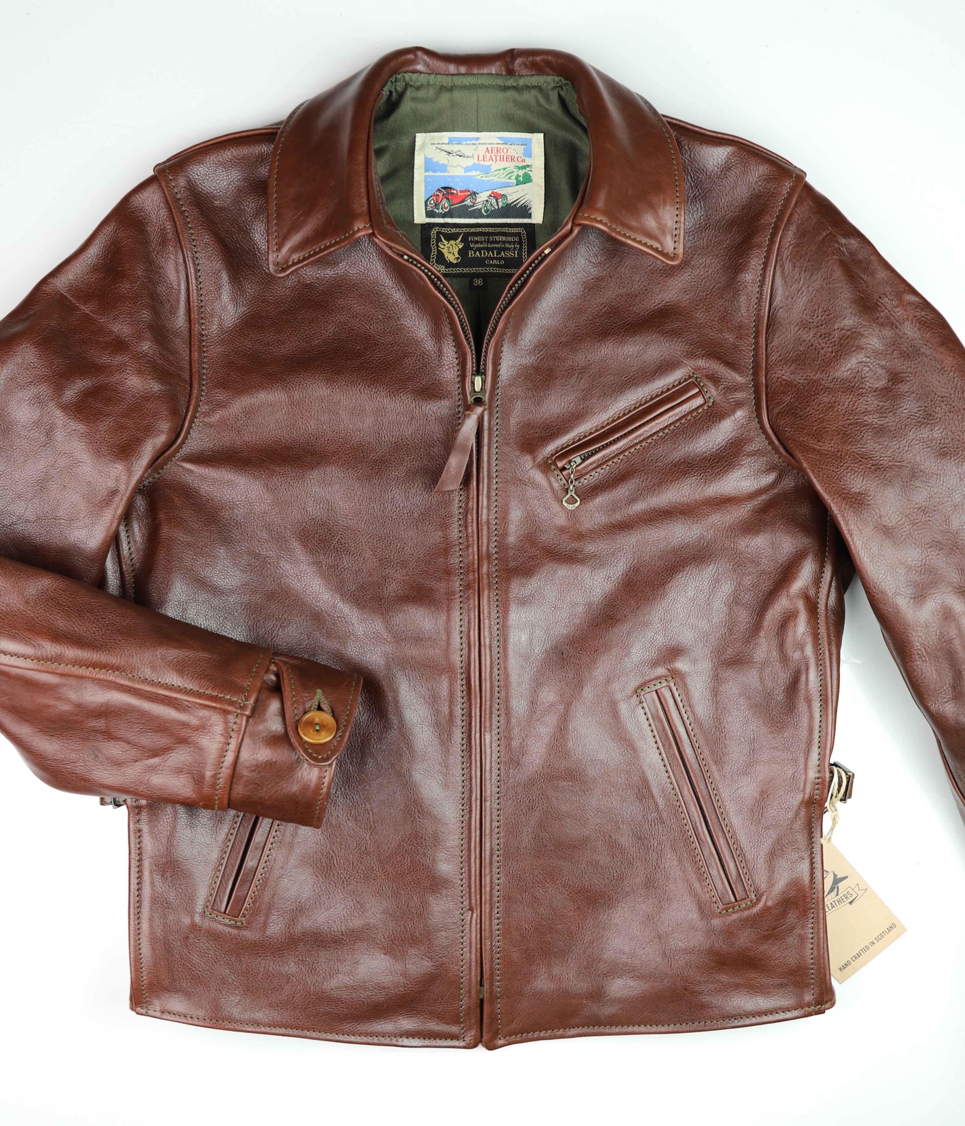 Aero 1930s Half Belt, size 36, Tobacco Badalassi Cowhide