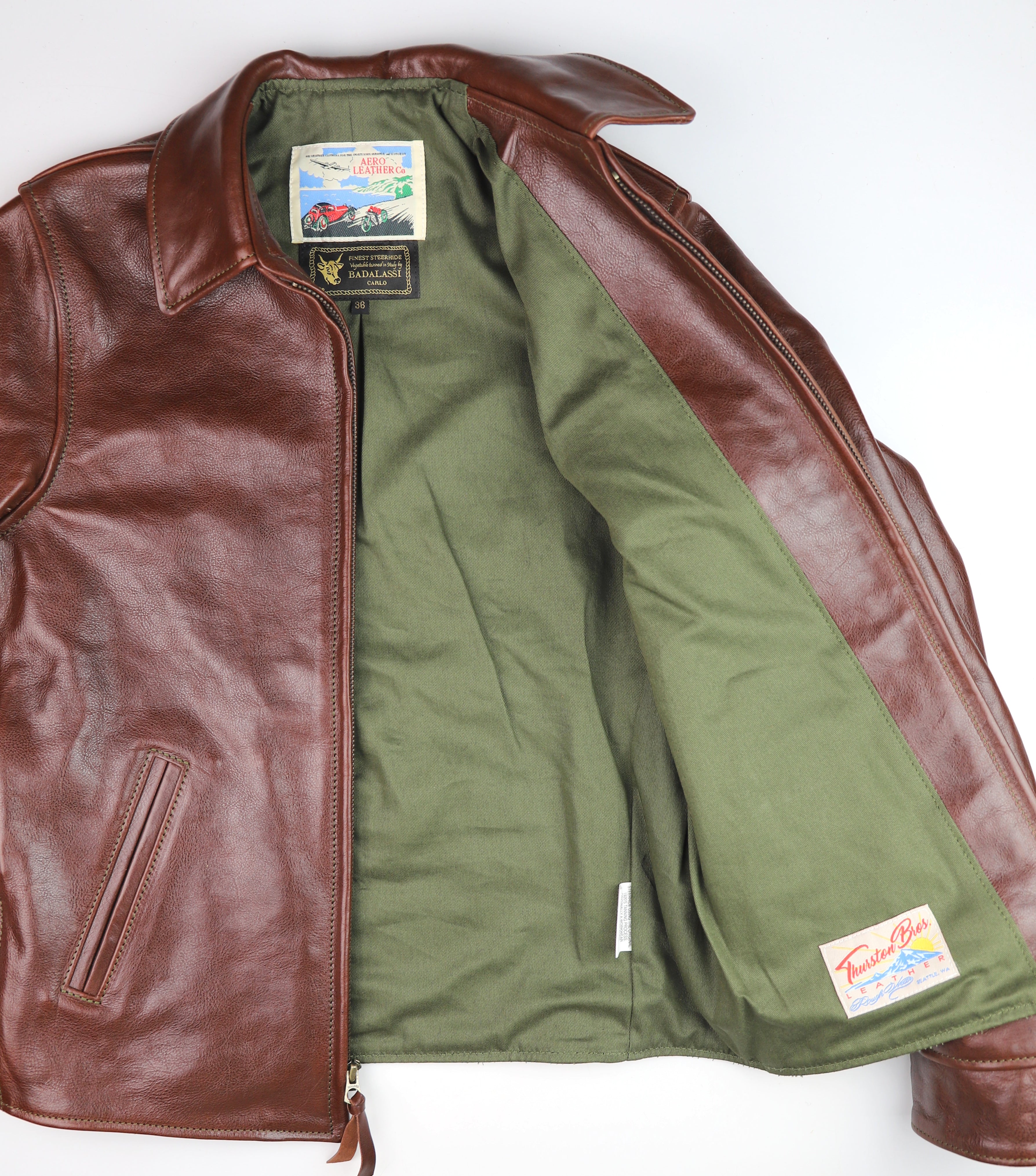 Aero 1930s Half Belt, size 36, Tobacco Badalassi Cowhide