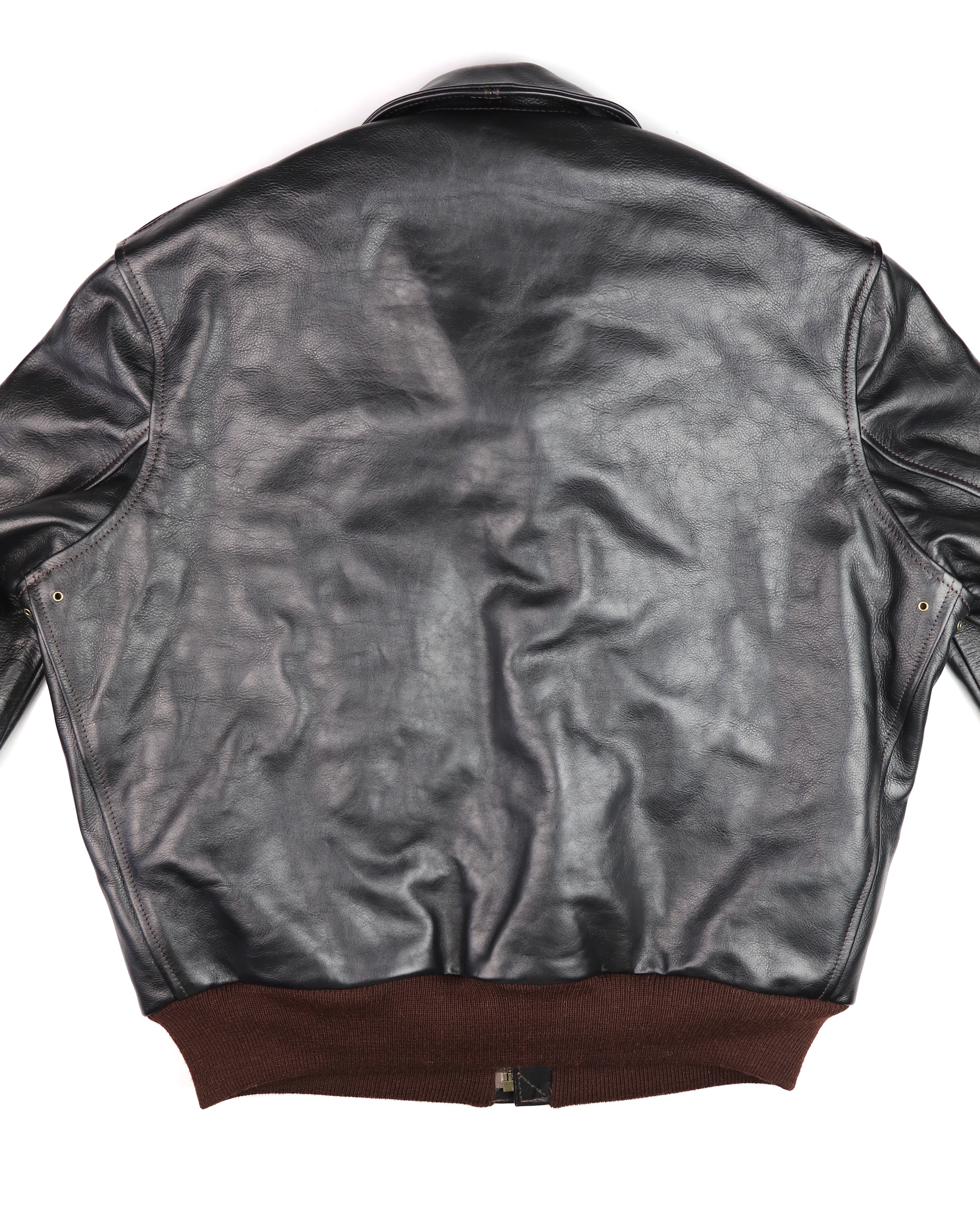 Aero 1950s Flight Jacket, size 46, Blackened Brown Vicenza Horsehide