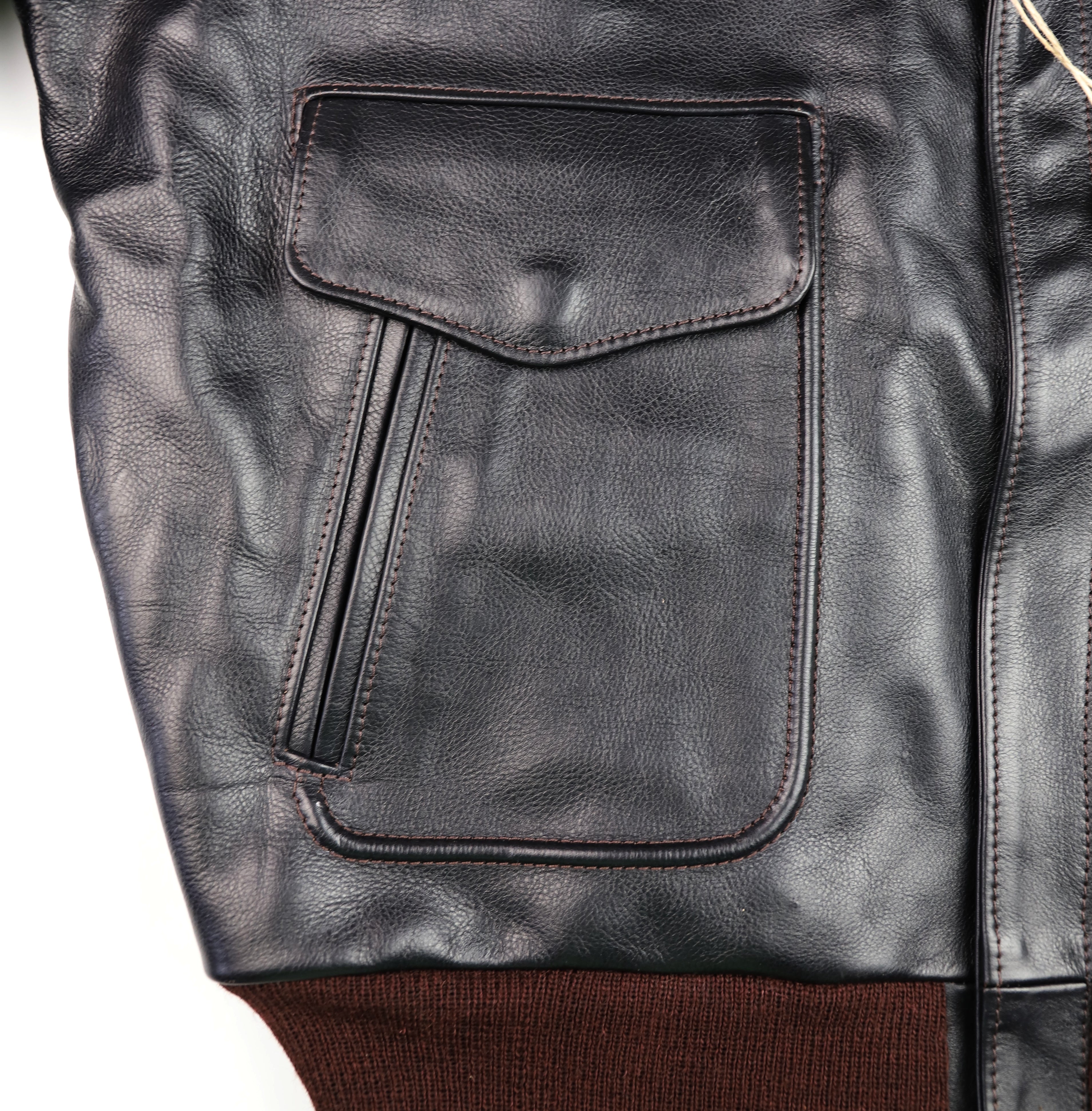 Aero 1950s Flight Jacket, size 46, Blackened Brown Vicenza Horsehide