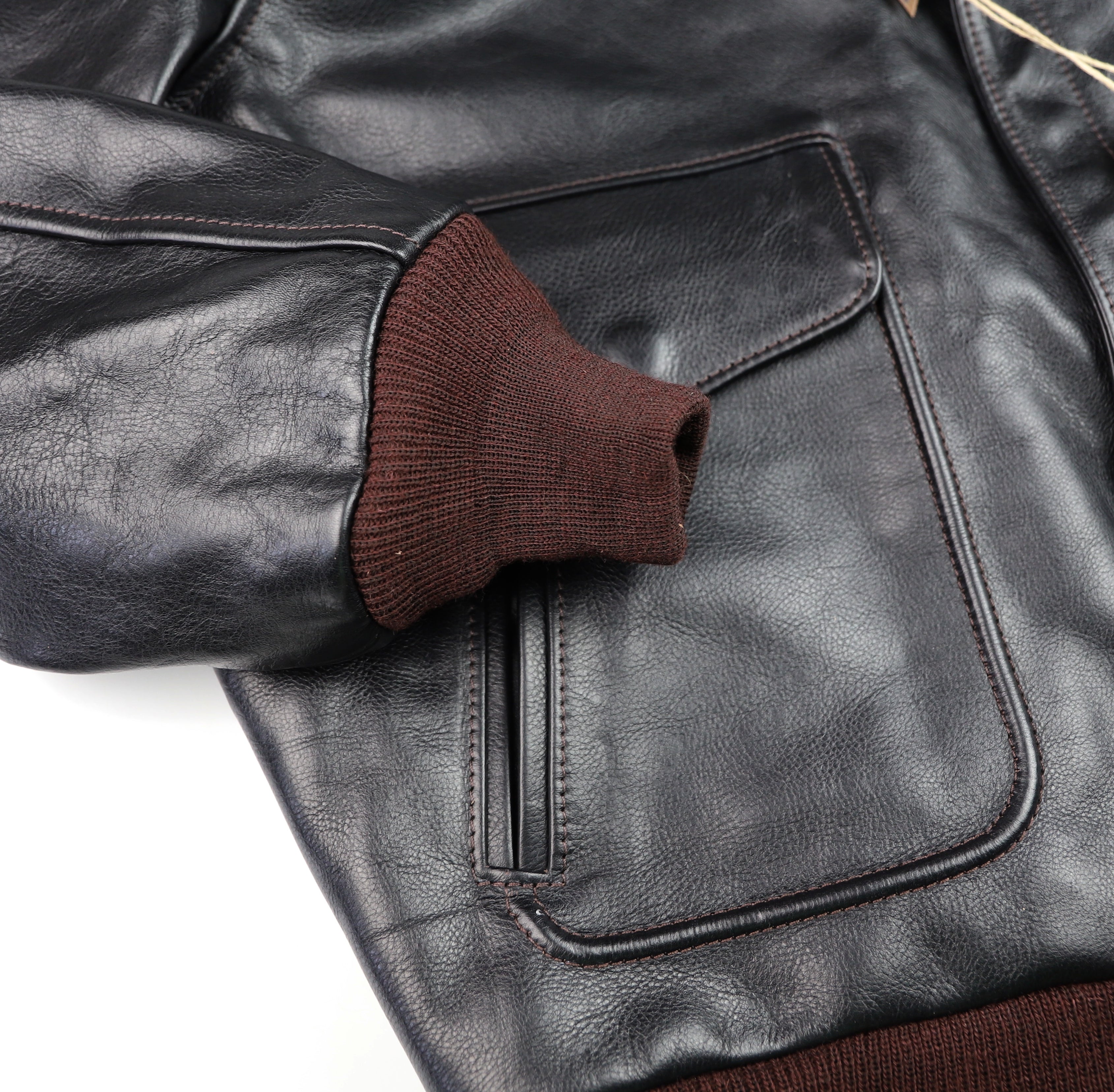 Aero 1950s Flight Jacket, size 46, Blackened Brown Vicenza Horsehide