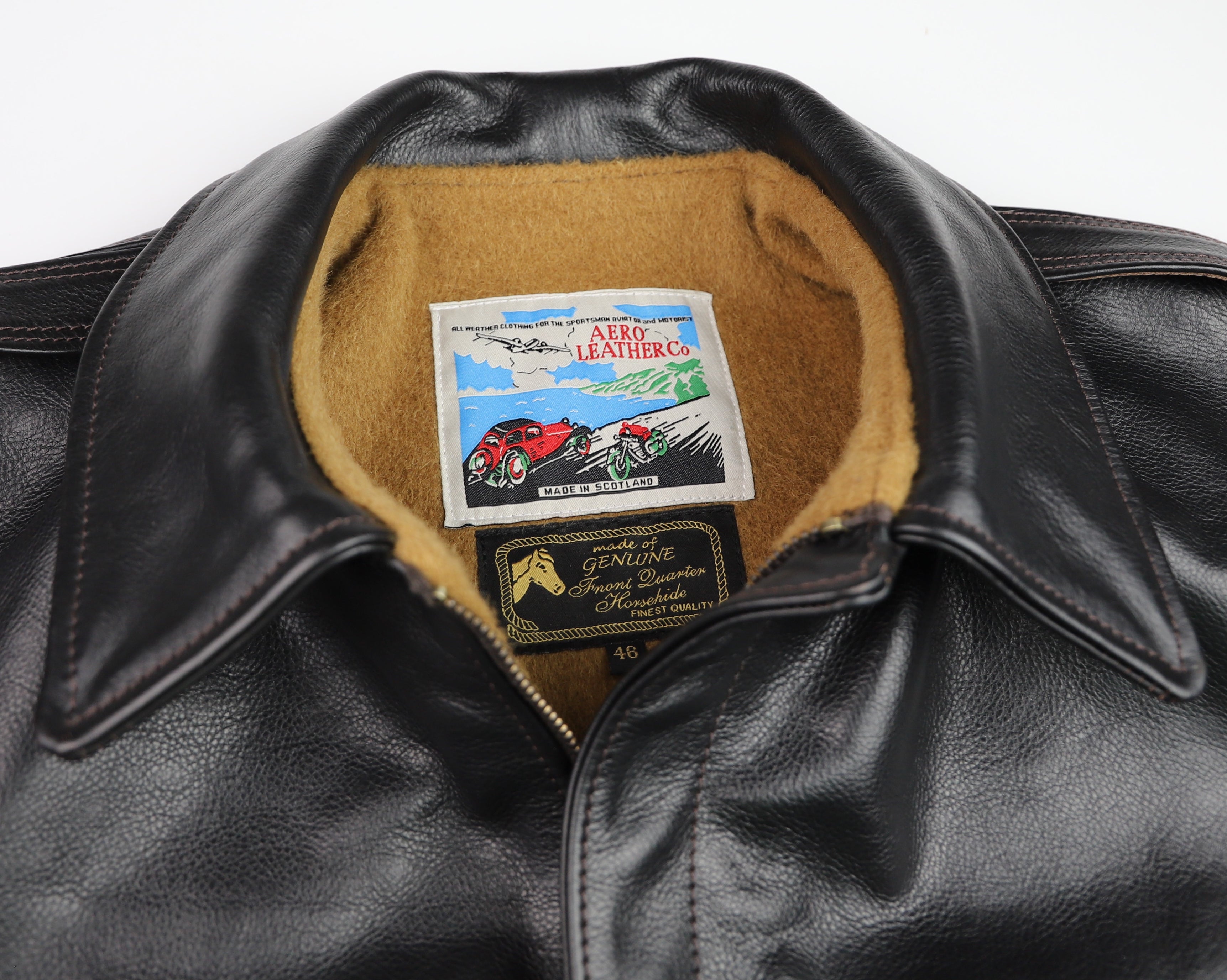 Aero 1950s Flight Jacket, size 46, Blackened Brown Vicenza Horsehide