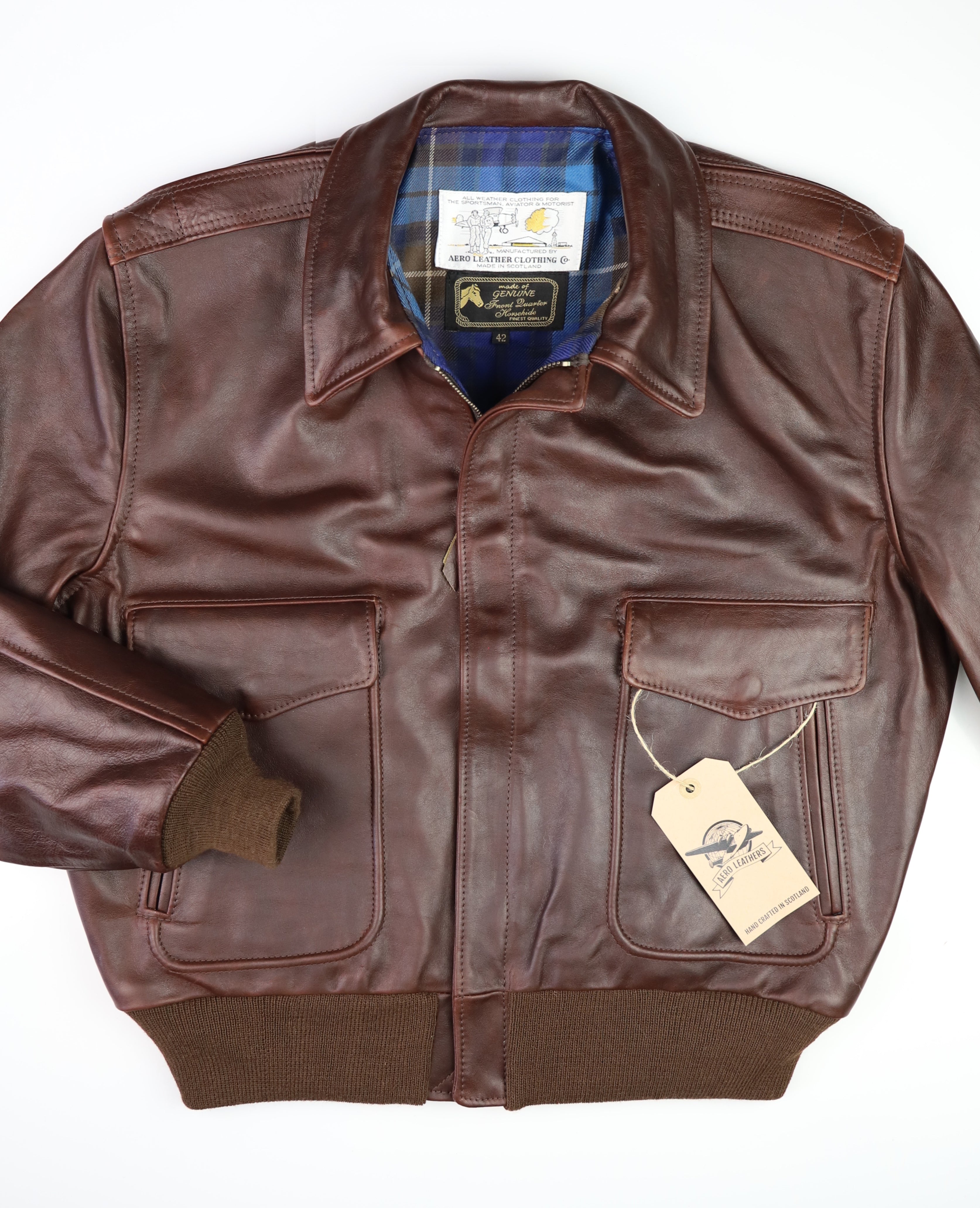 Aero 1950s Flight Jacket, size 42, Brown Pinnacle Horsehide