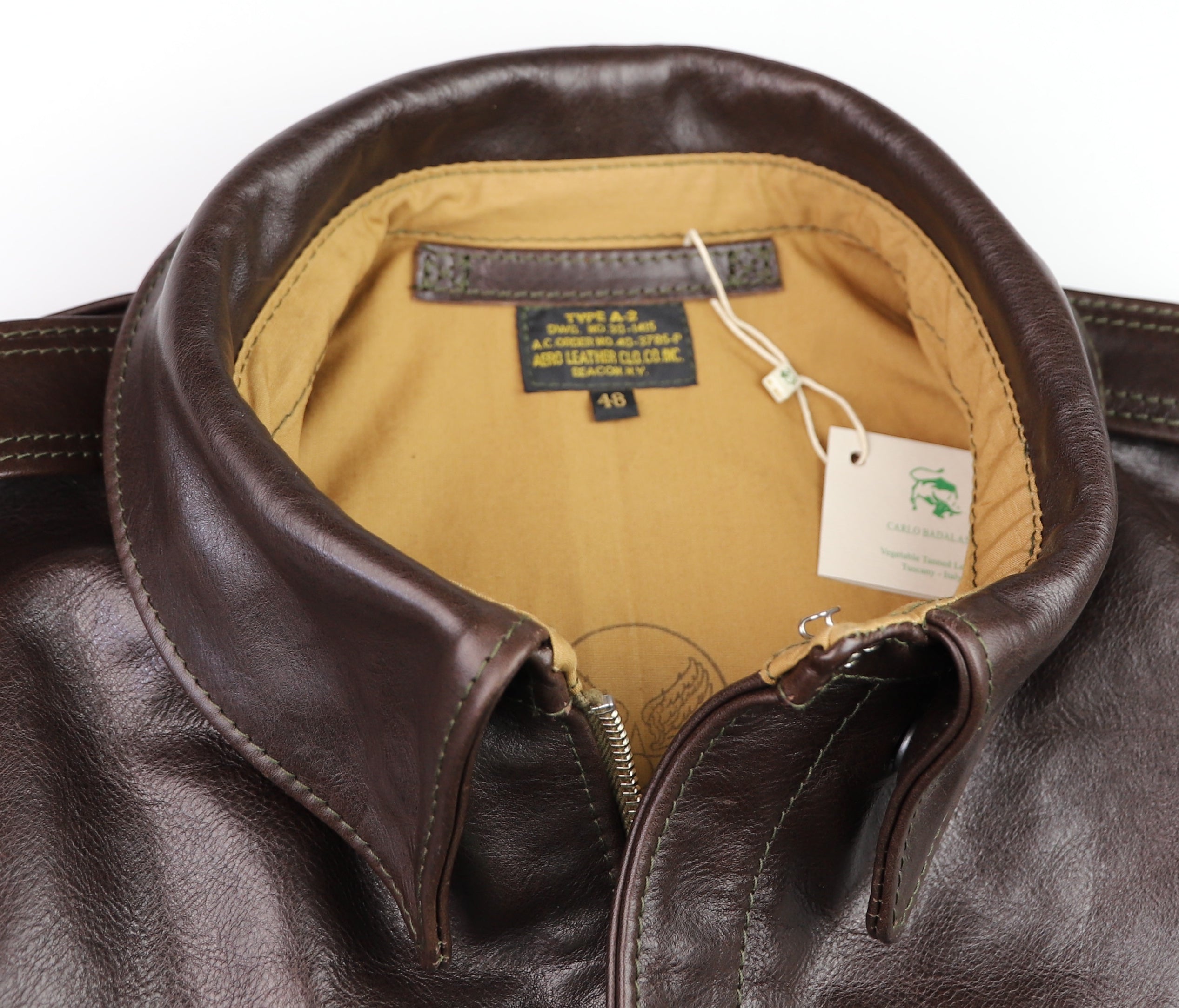 Aero A-2 Military Flight Jacket, size 48, Chestnut Badalassi Cowhide