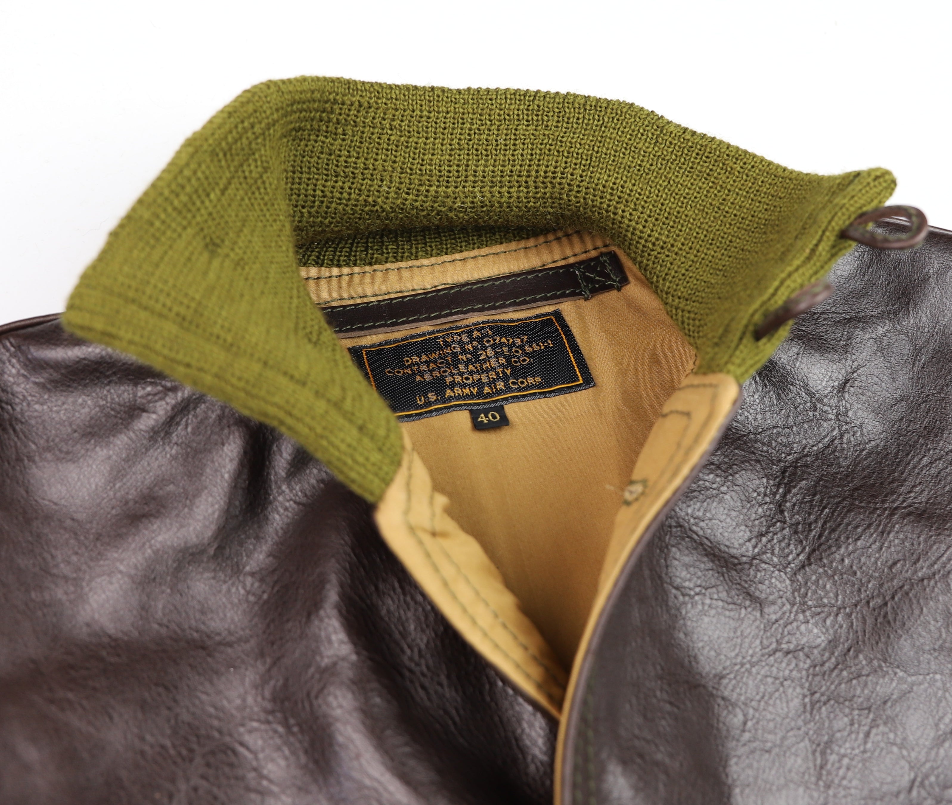 Aero A-1 Military Flight Jacket, size 40, Chestnut Badalassi