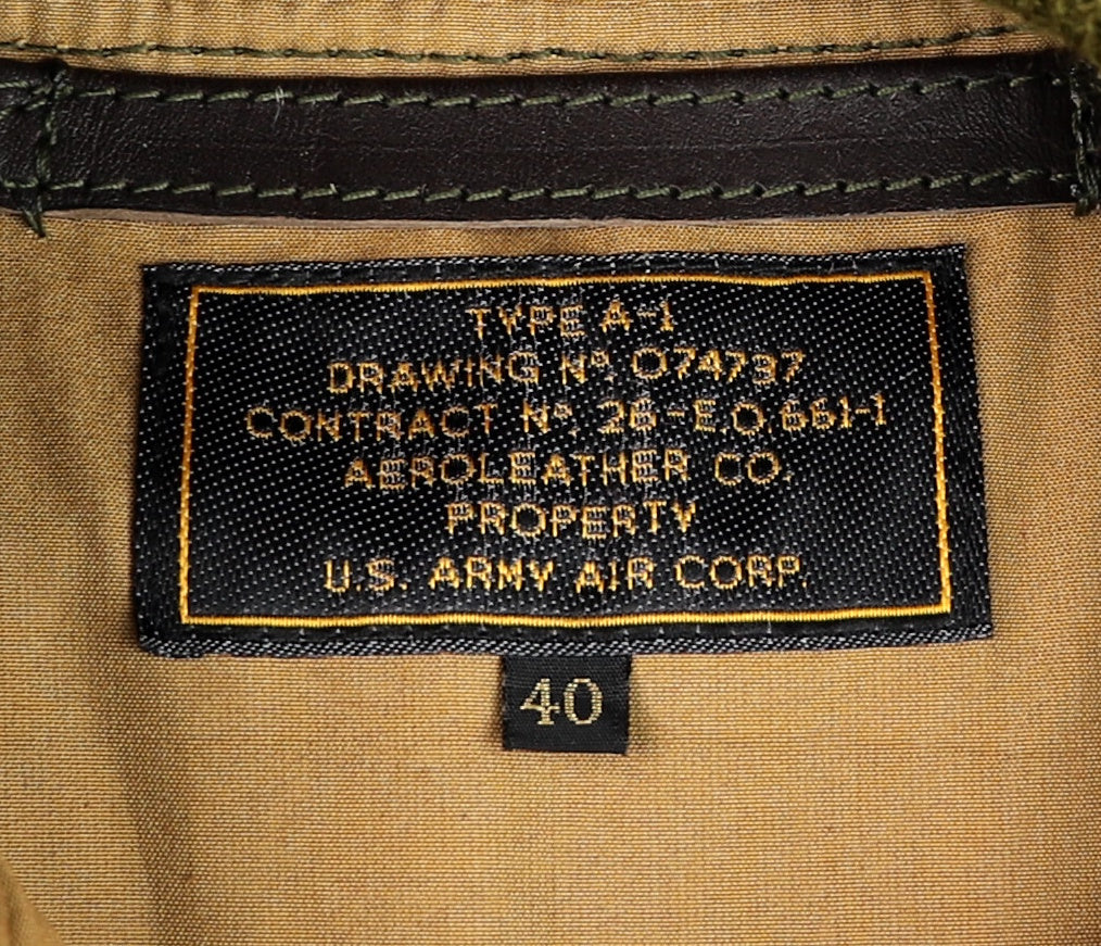 Aero A-1 Military Flight Jacket, size 40, Chestnut Badalassi