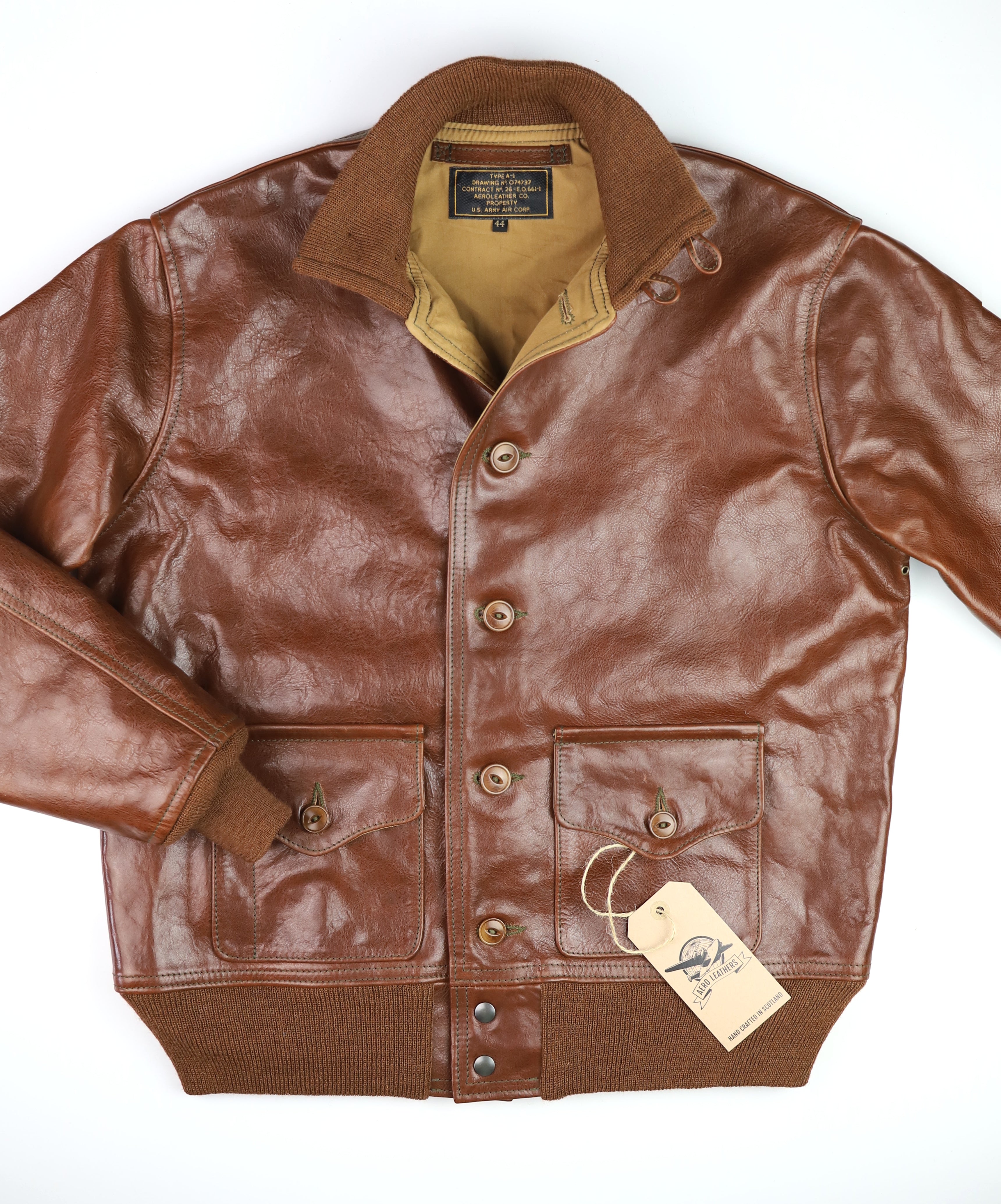 Aero A-1 Military Flight Jacket, size 44, Russet Badalassi