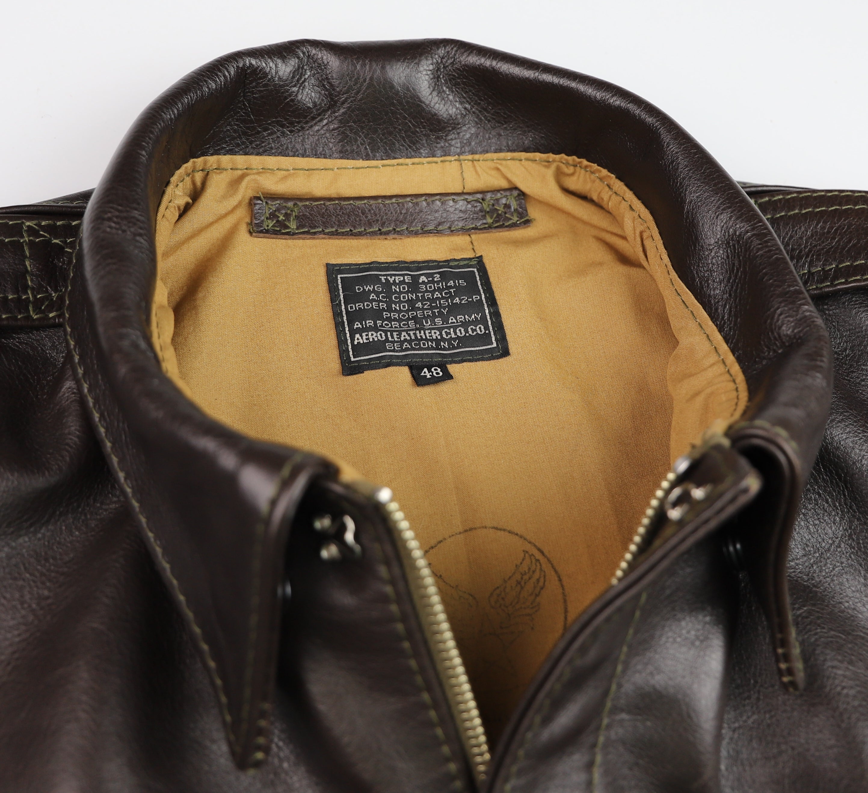 Aero A-2 Military Flight Jacket, size 48, Dark Seal Vicenza Horsehide