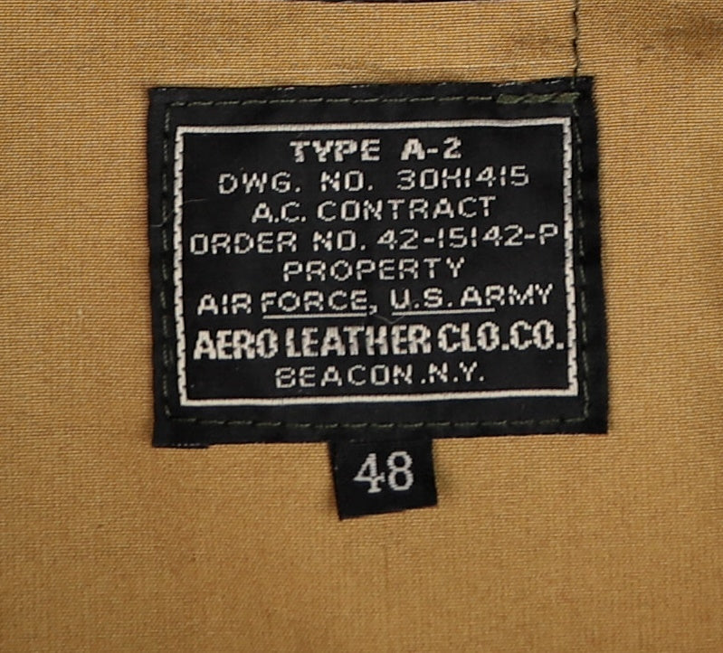 Aero A-2 Military Flight Jacket, size 48, Dark Seal Vicenza Horsehide