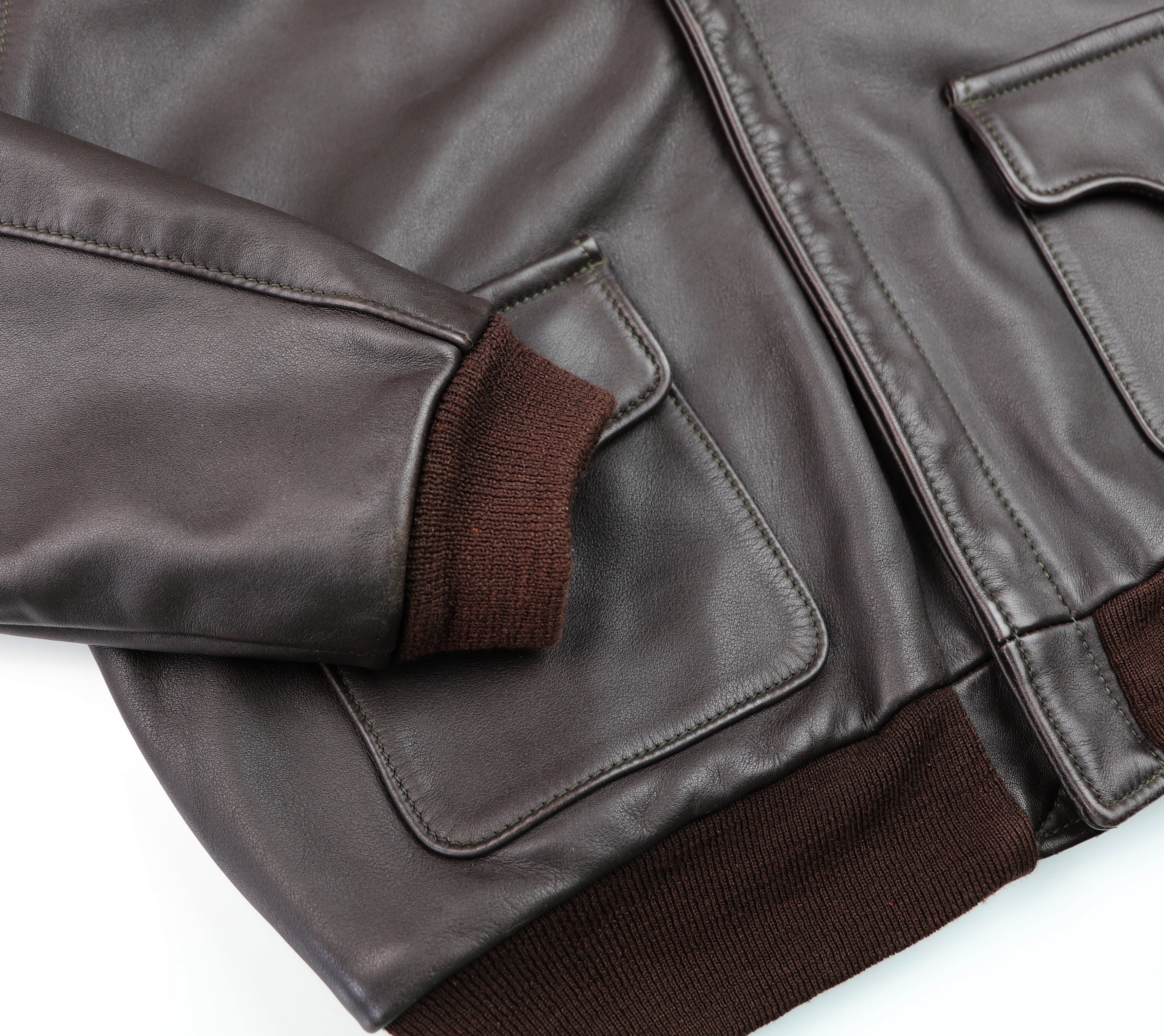 Aero A-2 Military Flight Jacket, size 44, Brown Mid-weight Steerhide, Gently Worn