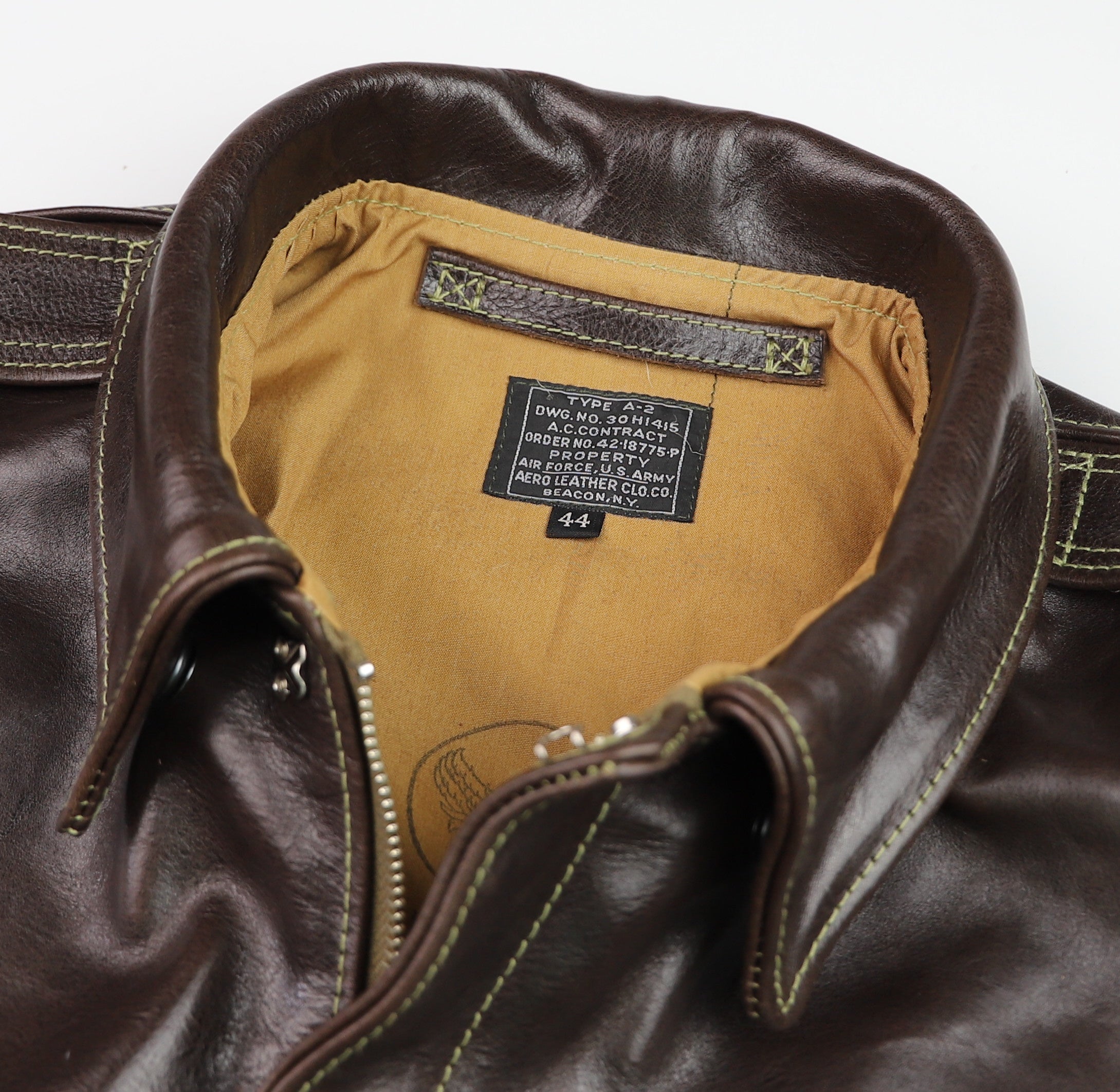 Aero A-2 Military Flight Jacket, size 44, Chestnut Badalassi