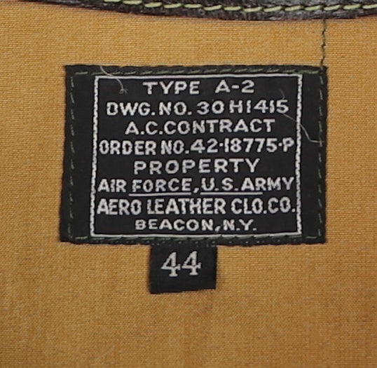 Aero A-2 Military Flight Jacket, size 44, Chestnut Badalassi