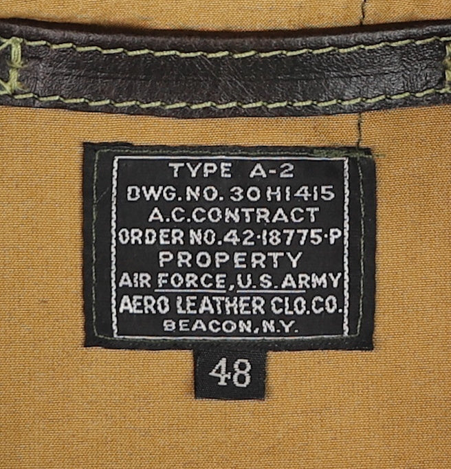 Aero A-2 Military Flight Jacket, size 48, Chestnut Badalassi