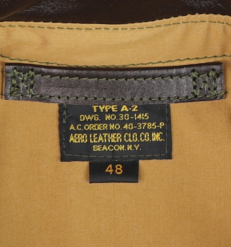 Aero A-2 Military Flight Jacket, size 48, Dark Seal Vicenza Horsehide