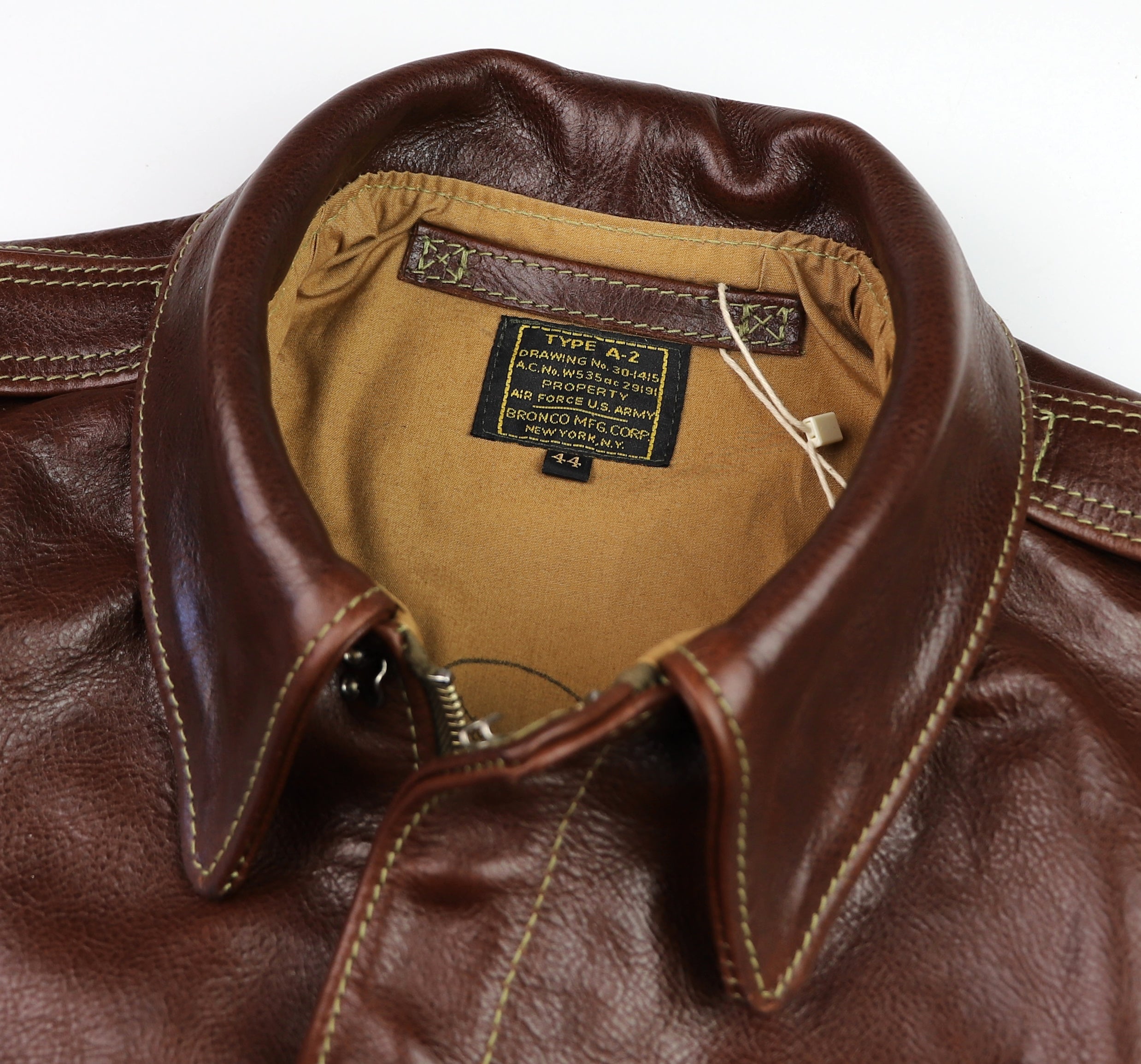 Aero A-2 Military Flight Jacket, size 44, Tobacco Badalassi Cowhide
