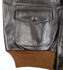 Aero A-2 Military Flight Jacket, size 44, Dark Seal Vicenza Horsehide