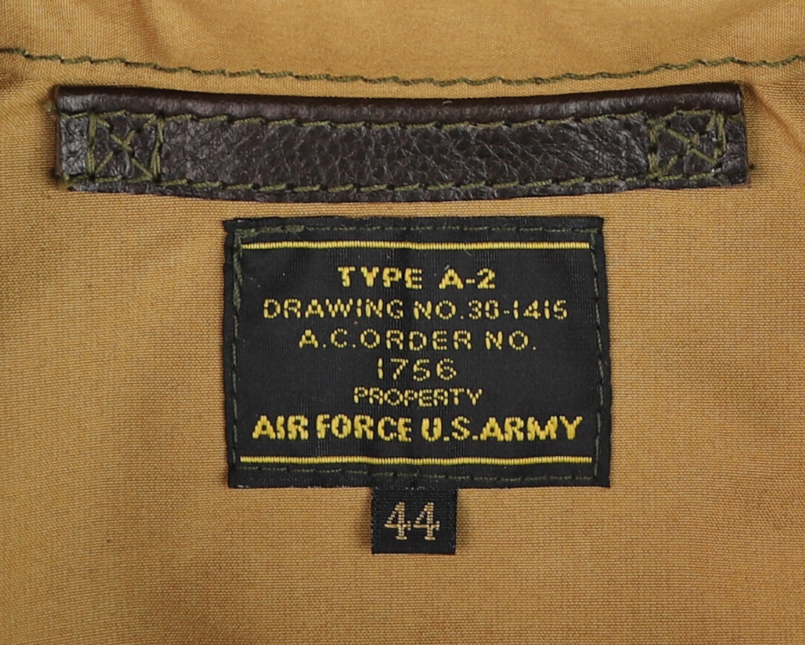 Aero A-2 Military Flight Jacket, size 44, Dark Seal Vicenza Horsehide
