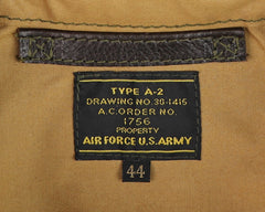 Aero A-2 Military Flight Jacket, size 44, Dark Seal Vicenza Horsehide