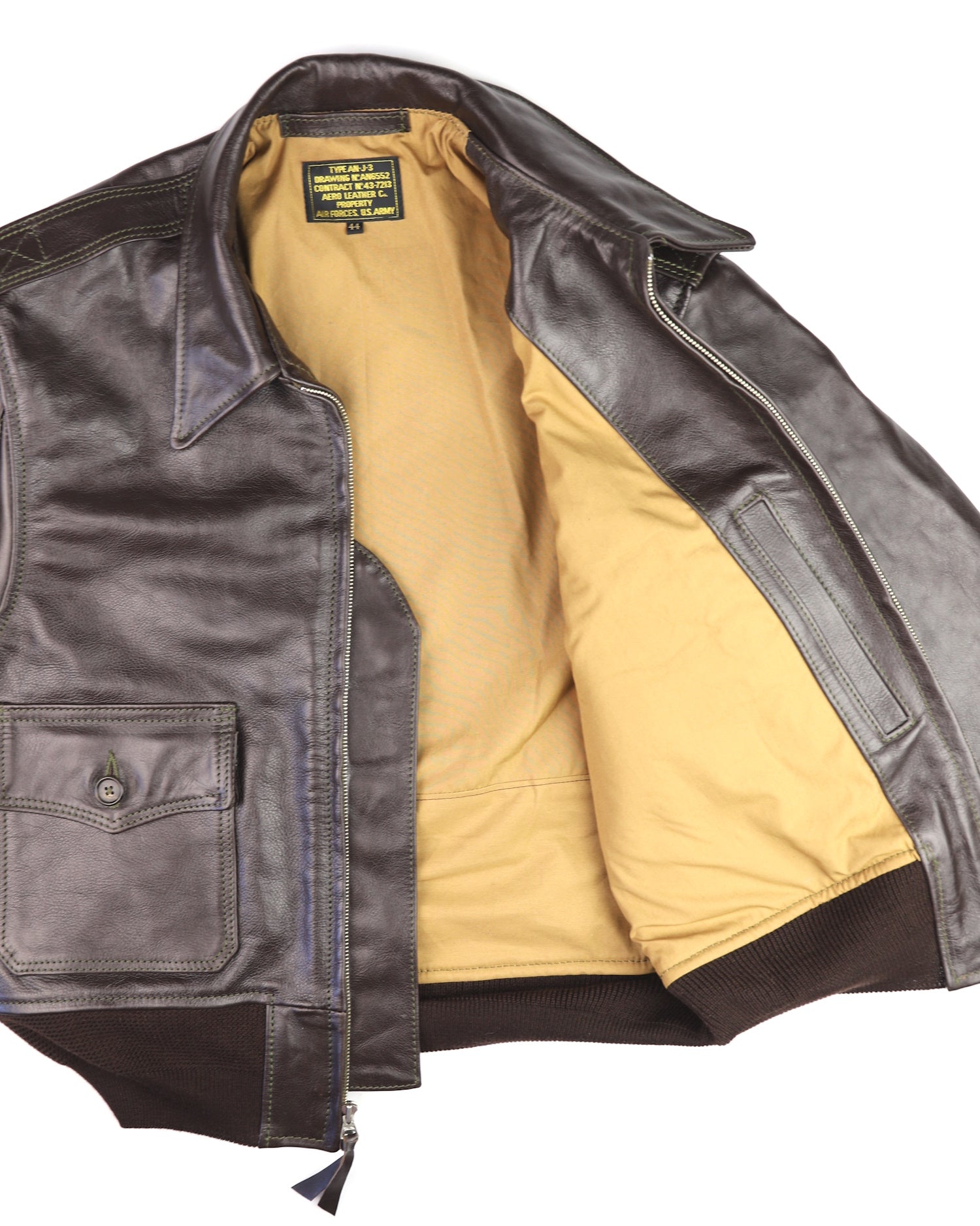 Aero AN-J-3 Military Flight Jacket, size 44, Dark Seal Vicenza Horsehide, Almost New