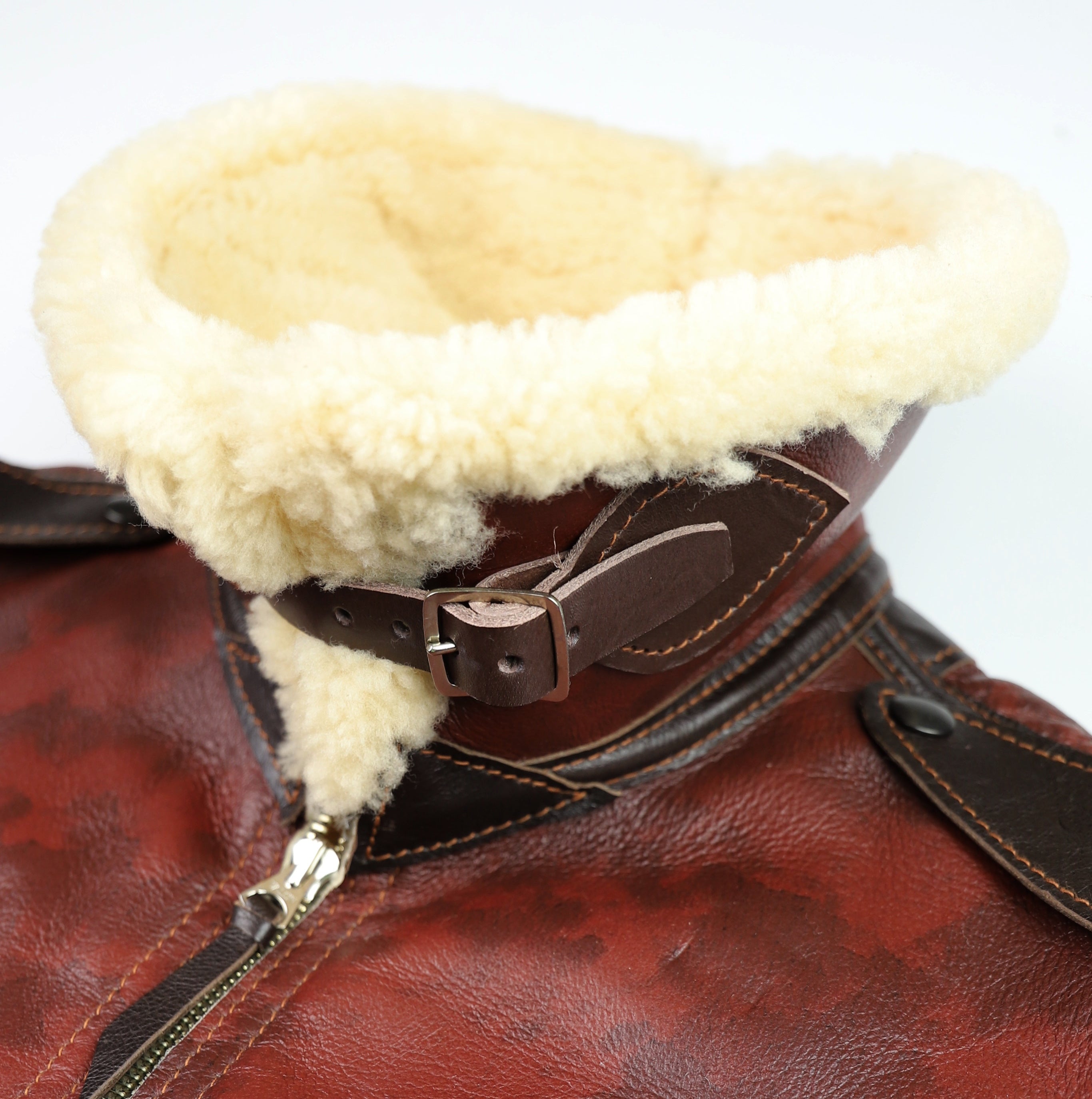 Aero Two-Tone B-6 Military Flight Jacket, size 46, Redskin with Dark Seal Vicenza Horsehide Trim