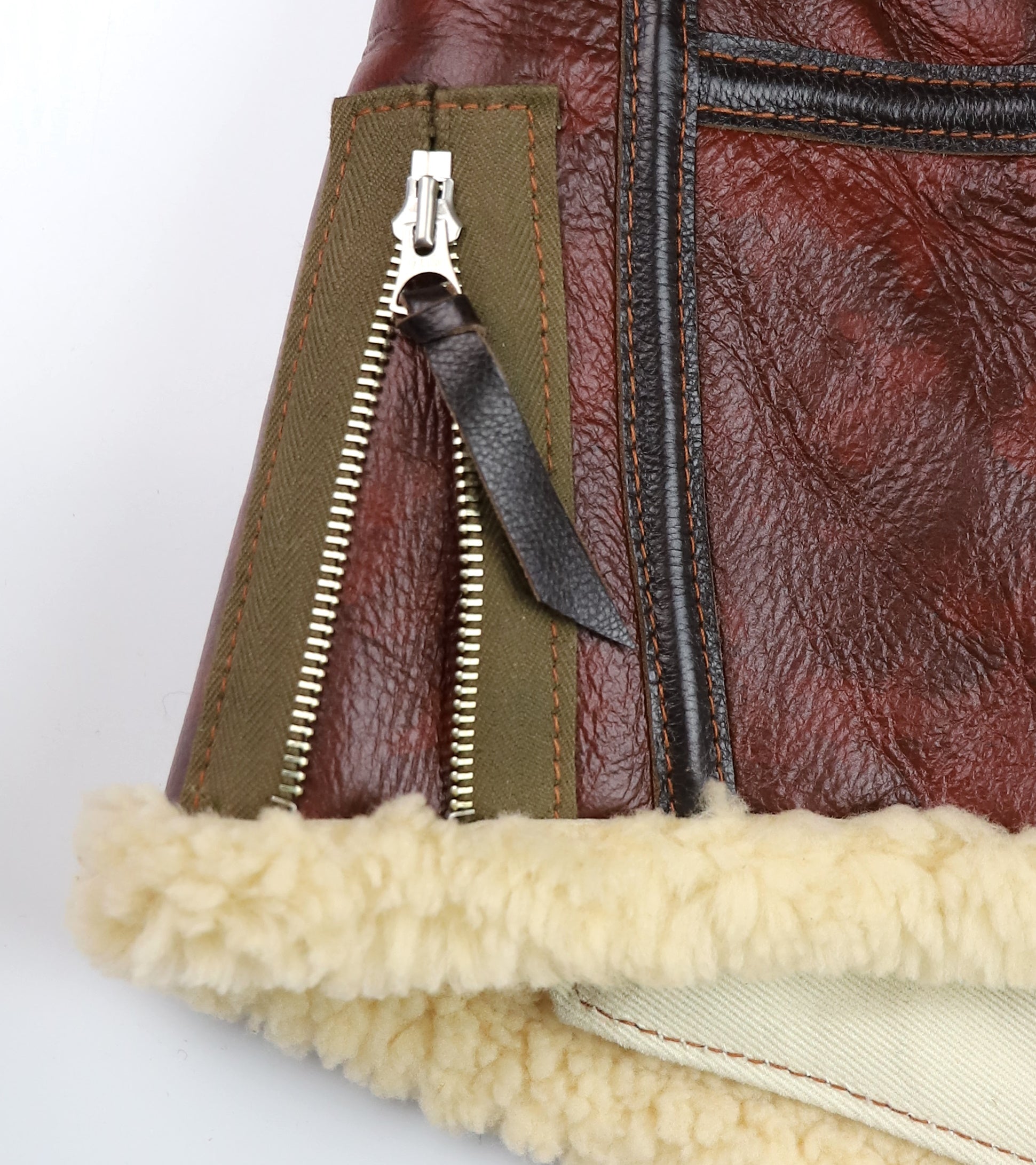 Aero Two-Tone B-6 Military Flight Jacket, size 46, Redskin with Dark Seal Vicenza Horsehide Trim