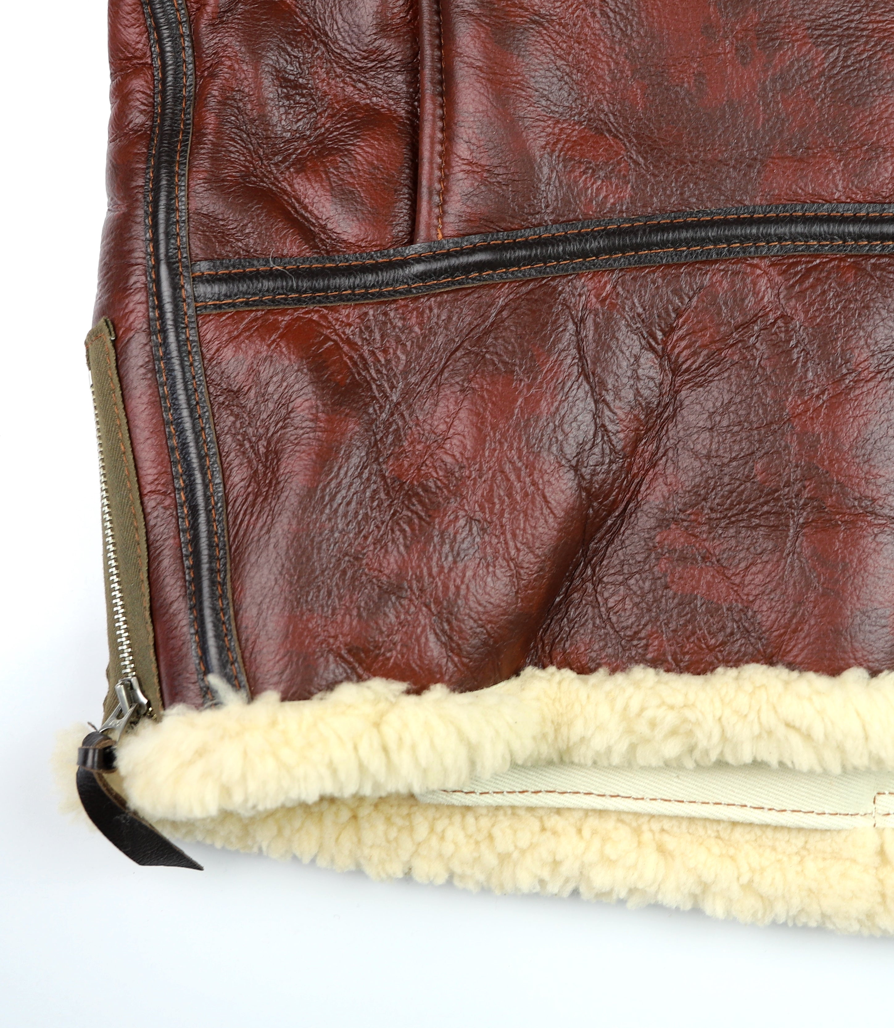 Aero Two-Tone B-6 Military Flight Jacket, size 46, Redskin with Dark Seal Vicenza Horsehide Trim