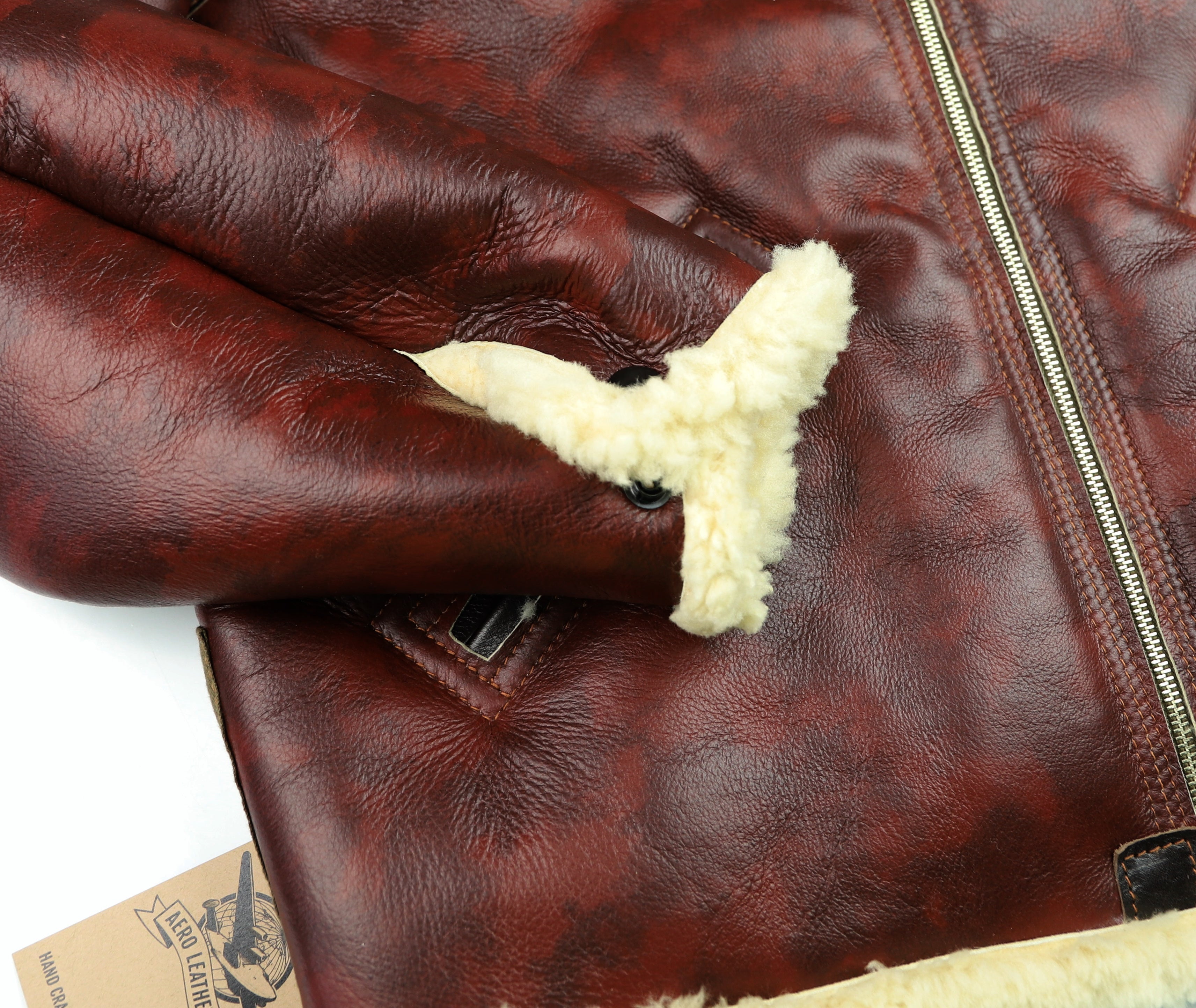 Aero Two-Tone B-6 Military Flight Jacket, size 46, Redskin with Dark Seal Vicenza Horsehide Trim