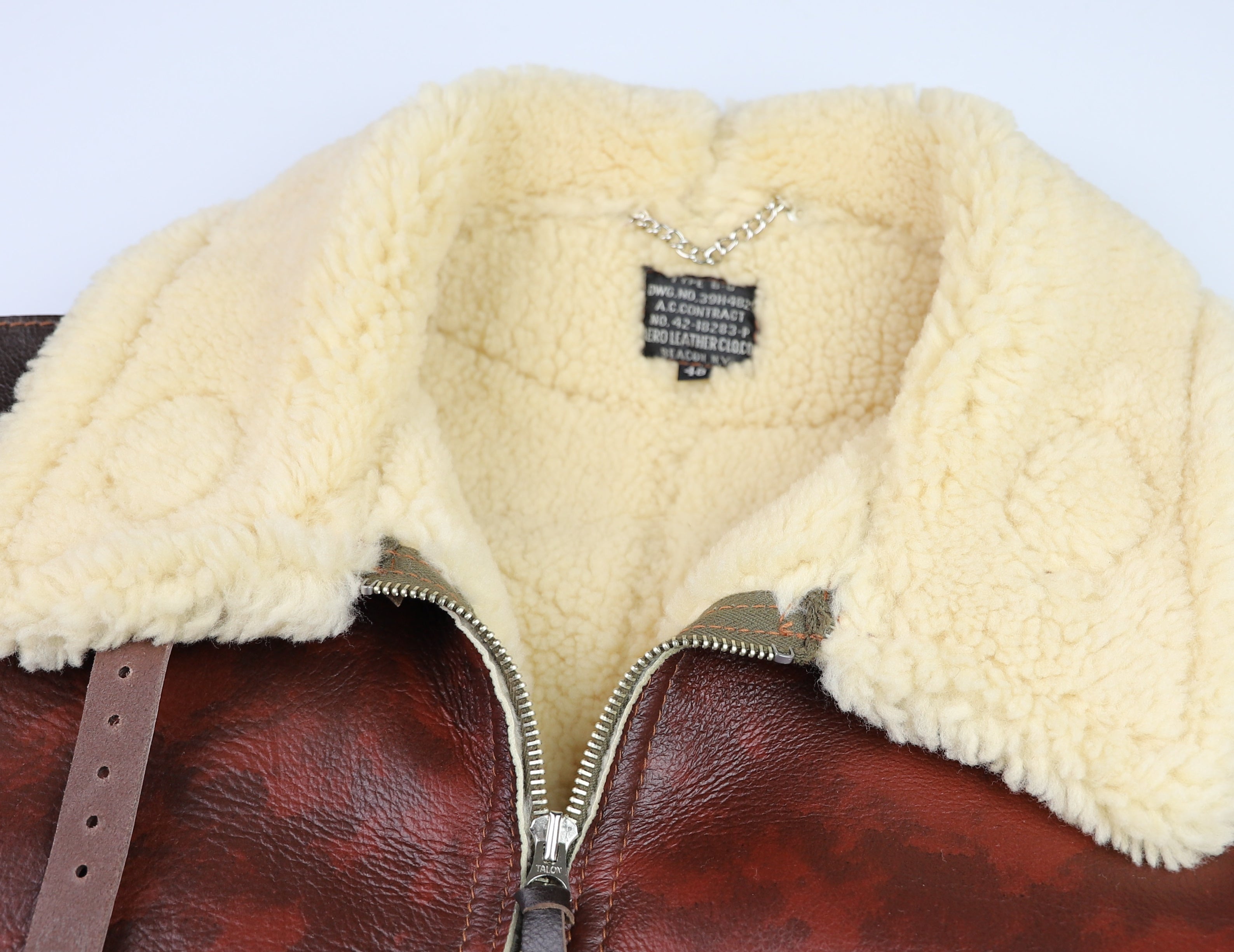Aero Two-Tone B-6 Military Flight Jacket, size 48, Redskin with Dark Seal Vicenza Horsehide Trim