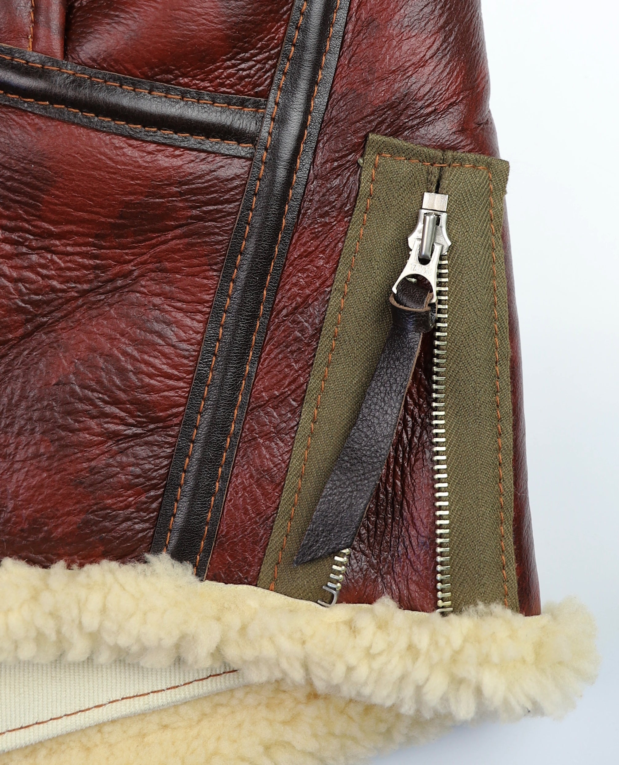 Aero Two-Tone B-6 Military Flight Jacket, size 48, Redskin with Dark Seal Vicenza Horsehide Trim