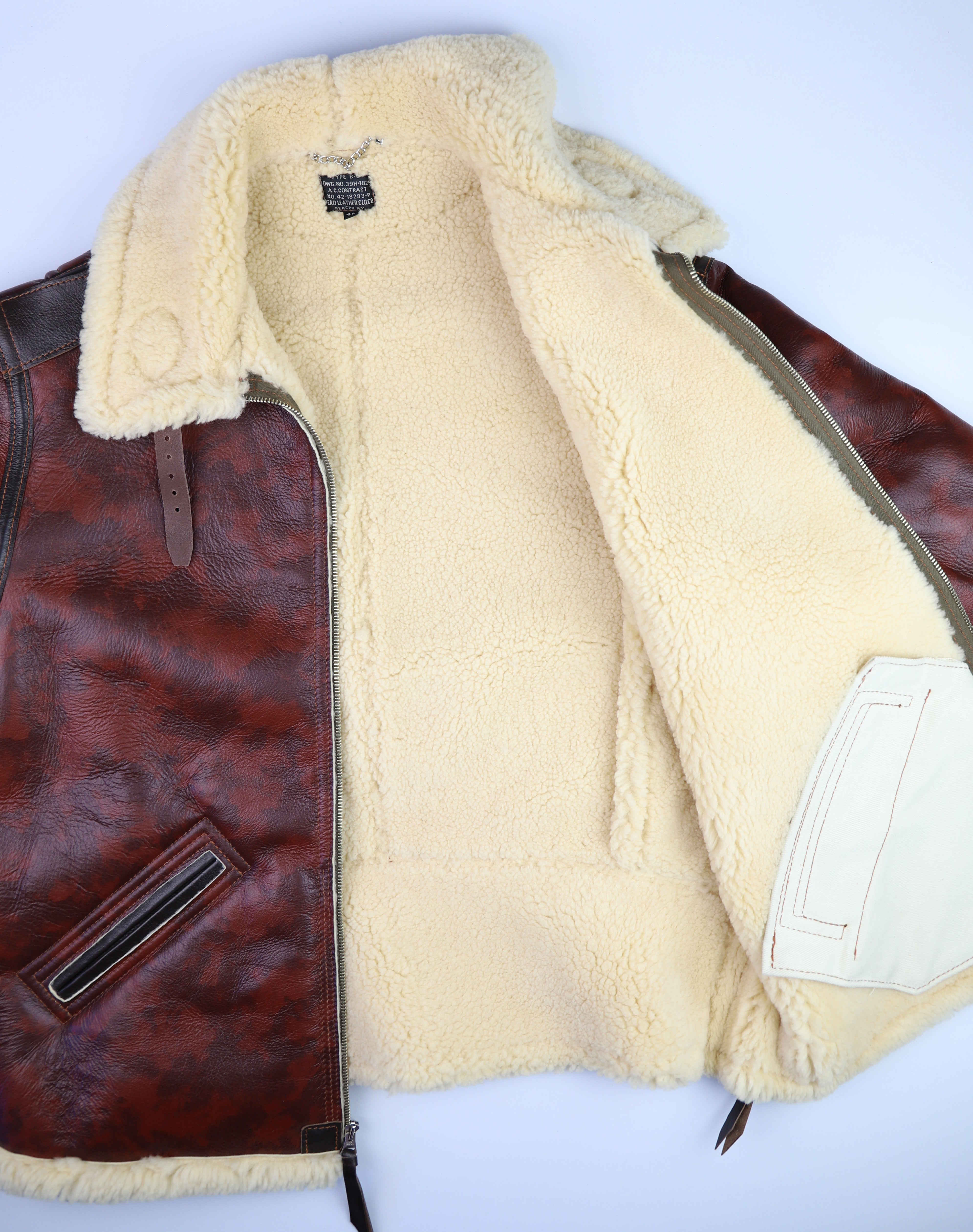 Aero Two-Tone B-6 Military Flight Jacket, size 48, Redskin with Dark Seal Vicenza Horsehide Trim