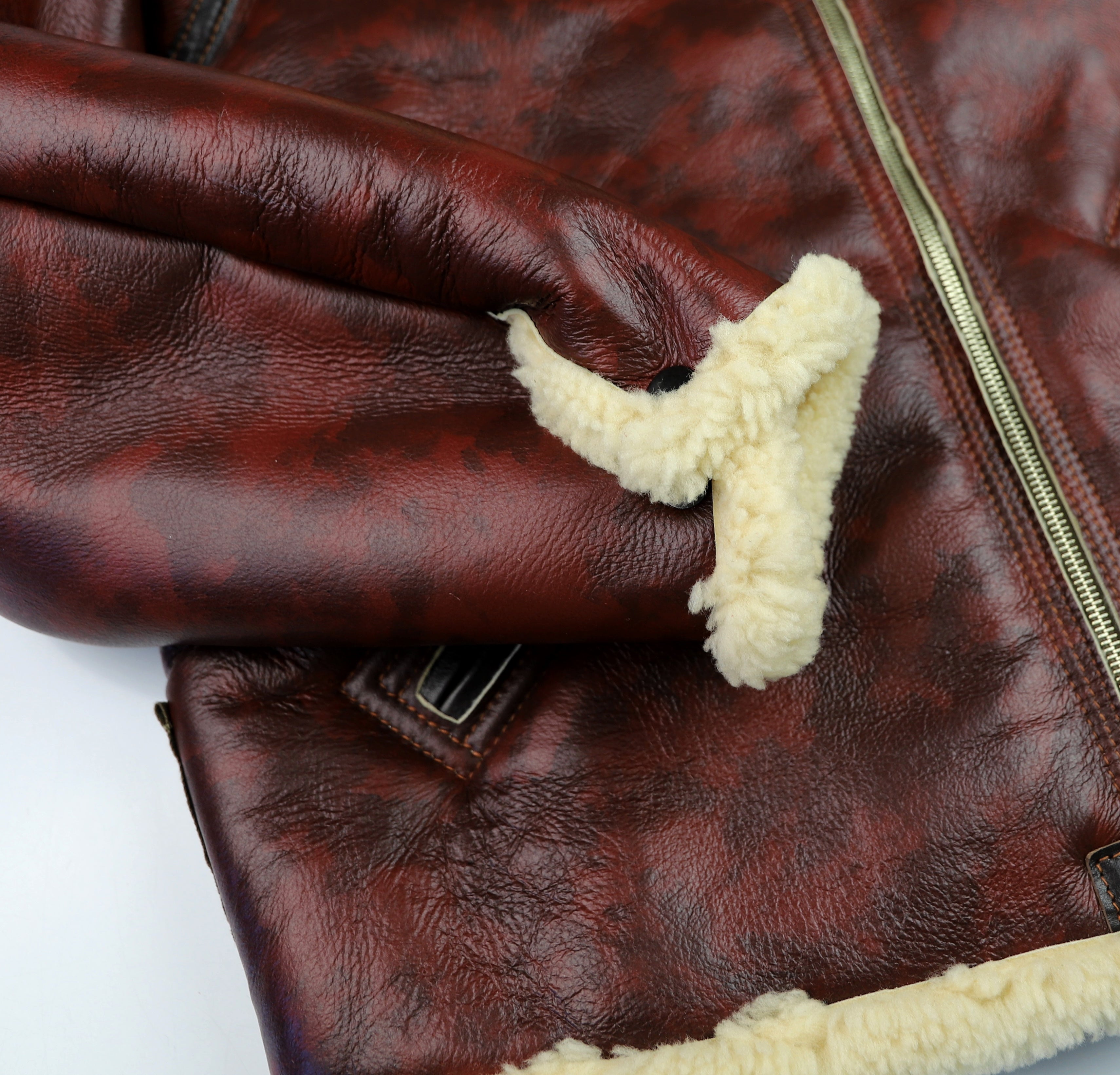 Aero Two-Tone B-6 Military Flight Jacket, size 48, Redskin with Dark Seal Vicenza Horsehide Trim