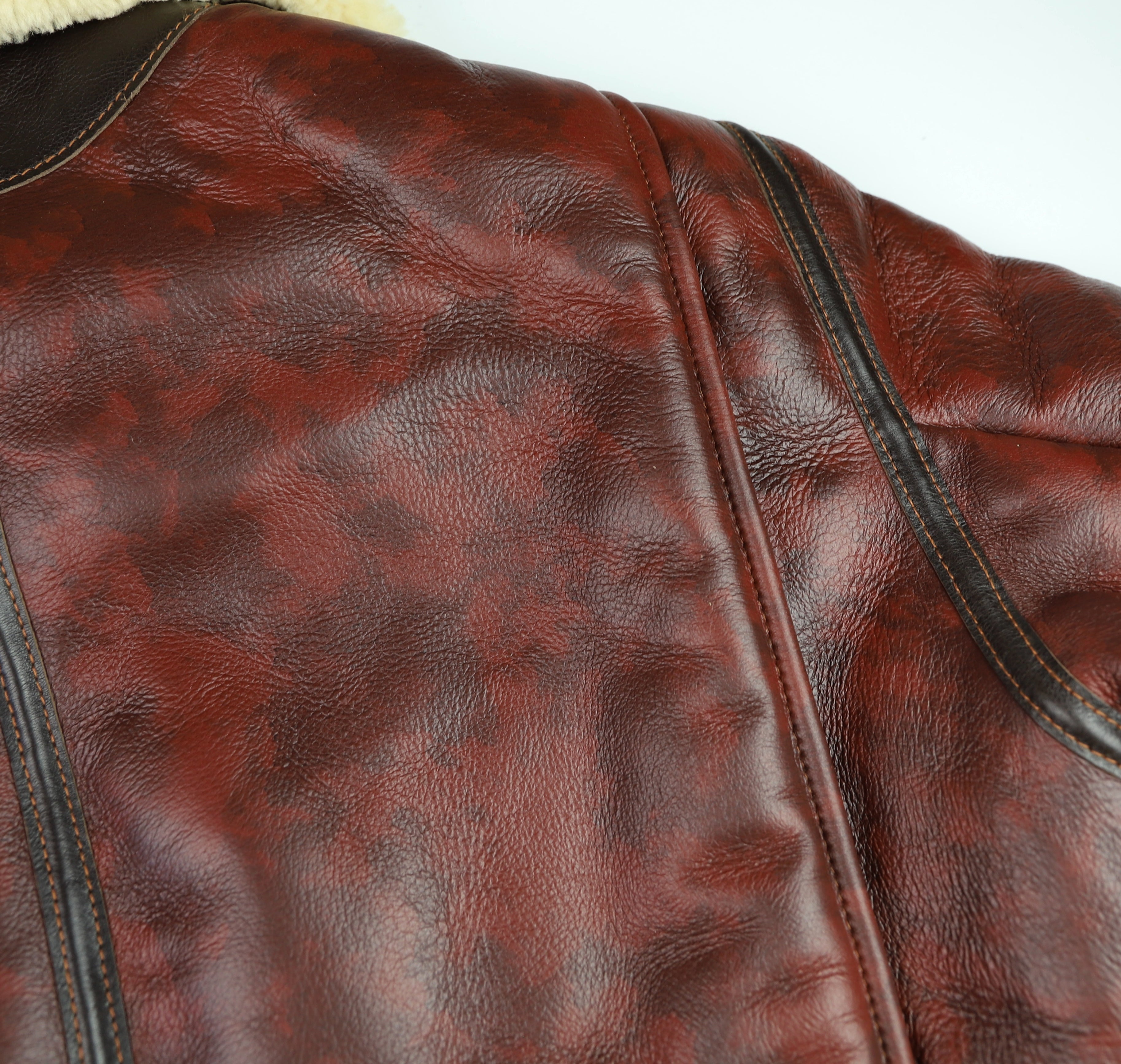 Aero Two-Tone B-6 Military Flight Jacket, size 48, Redskin with Dark Seal Vicenza Horsehide Trim