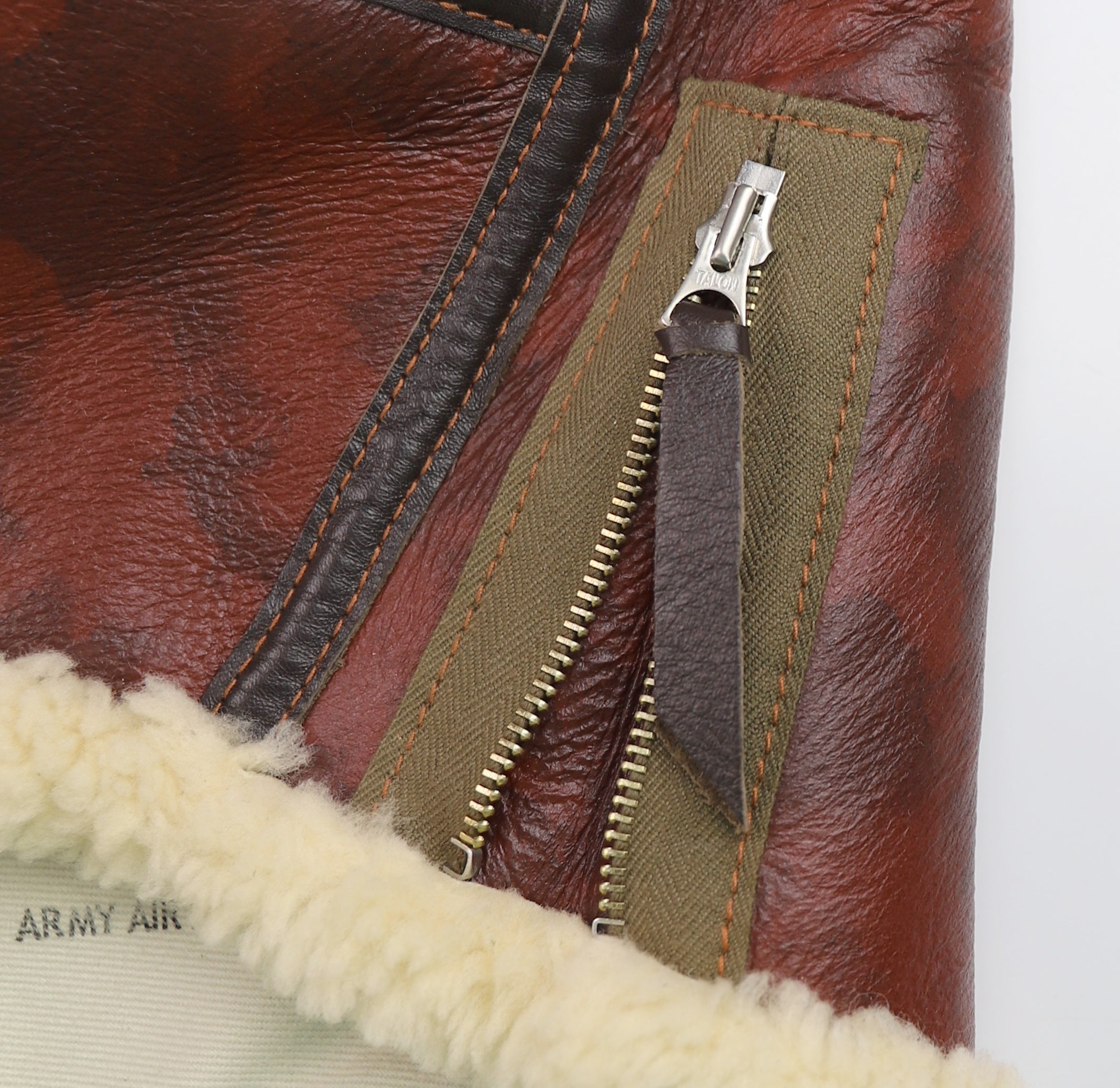 Aero Two-Tone B-6 Military Flight Jacket, size 48, Redskin with Dark Seal Vicenza Horsehide Trim
