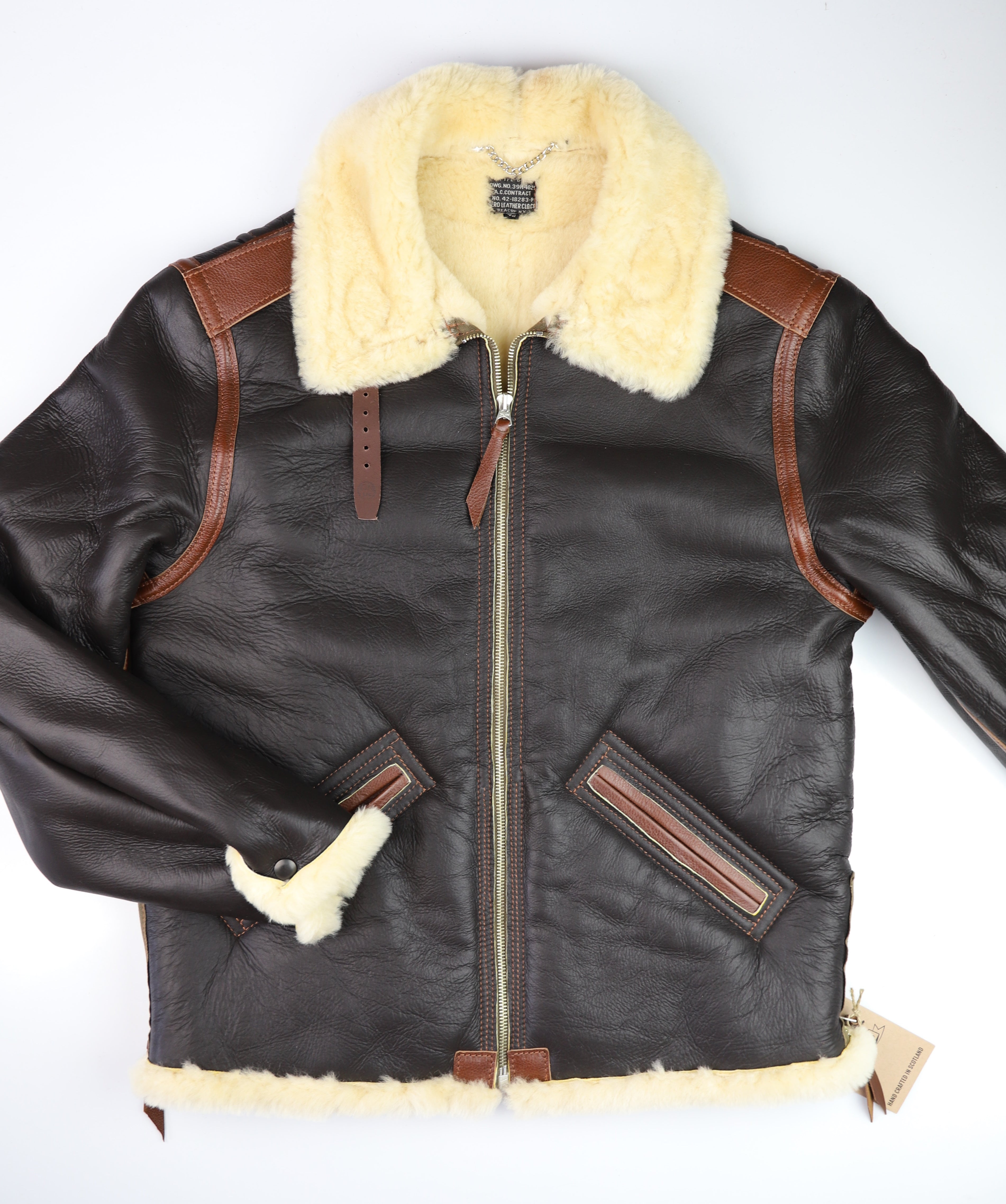 Aero B-6 Military Flight Jacket, size 42, Seal Brown with Russet Vicenza Horsehide Trim