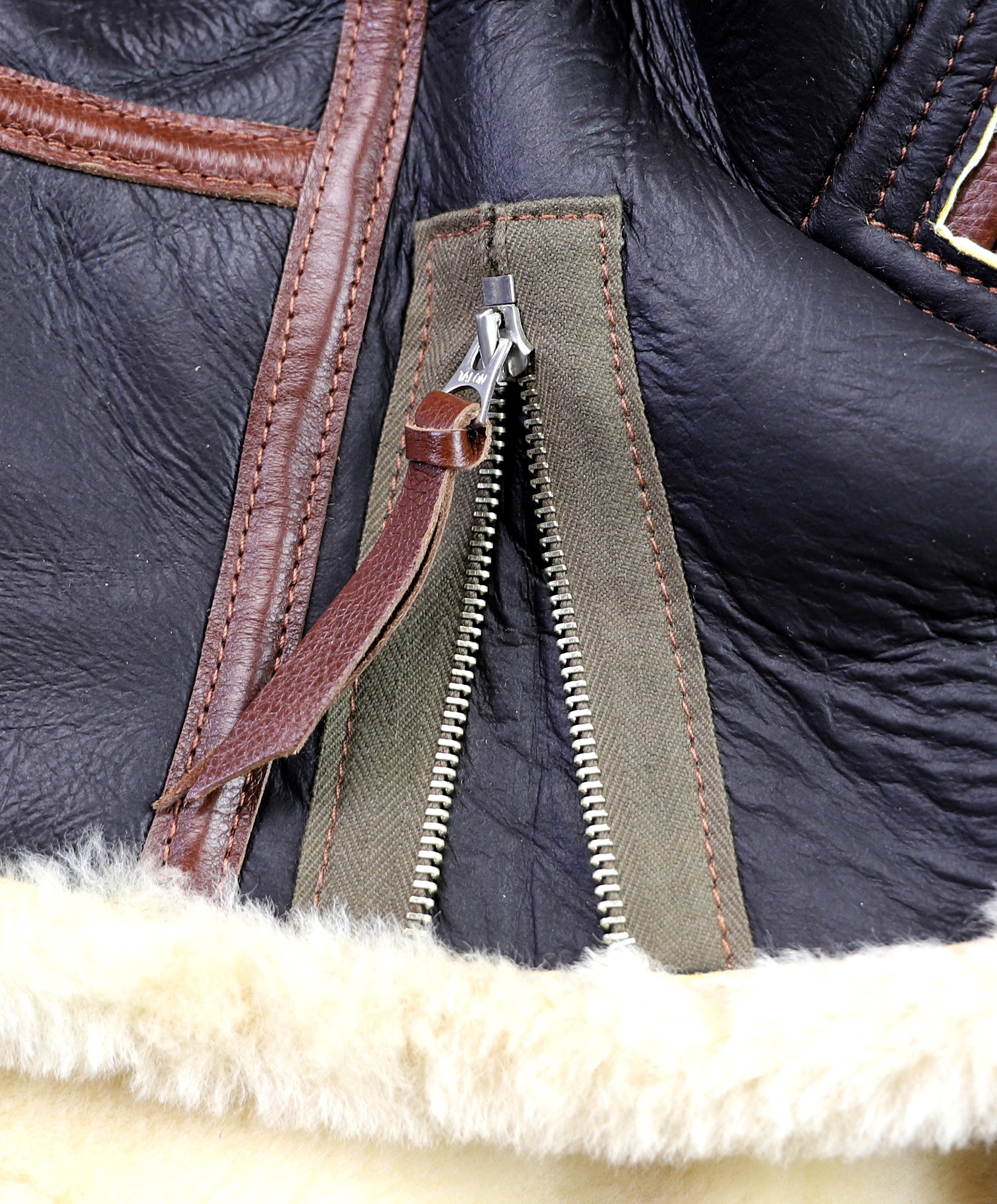 Aero B-6 Military Flight Jacket, size 42, Seal Brown with Russet Vicenza Horsehide Trim