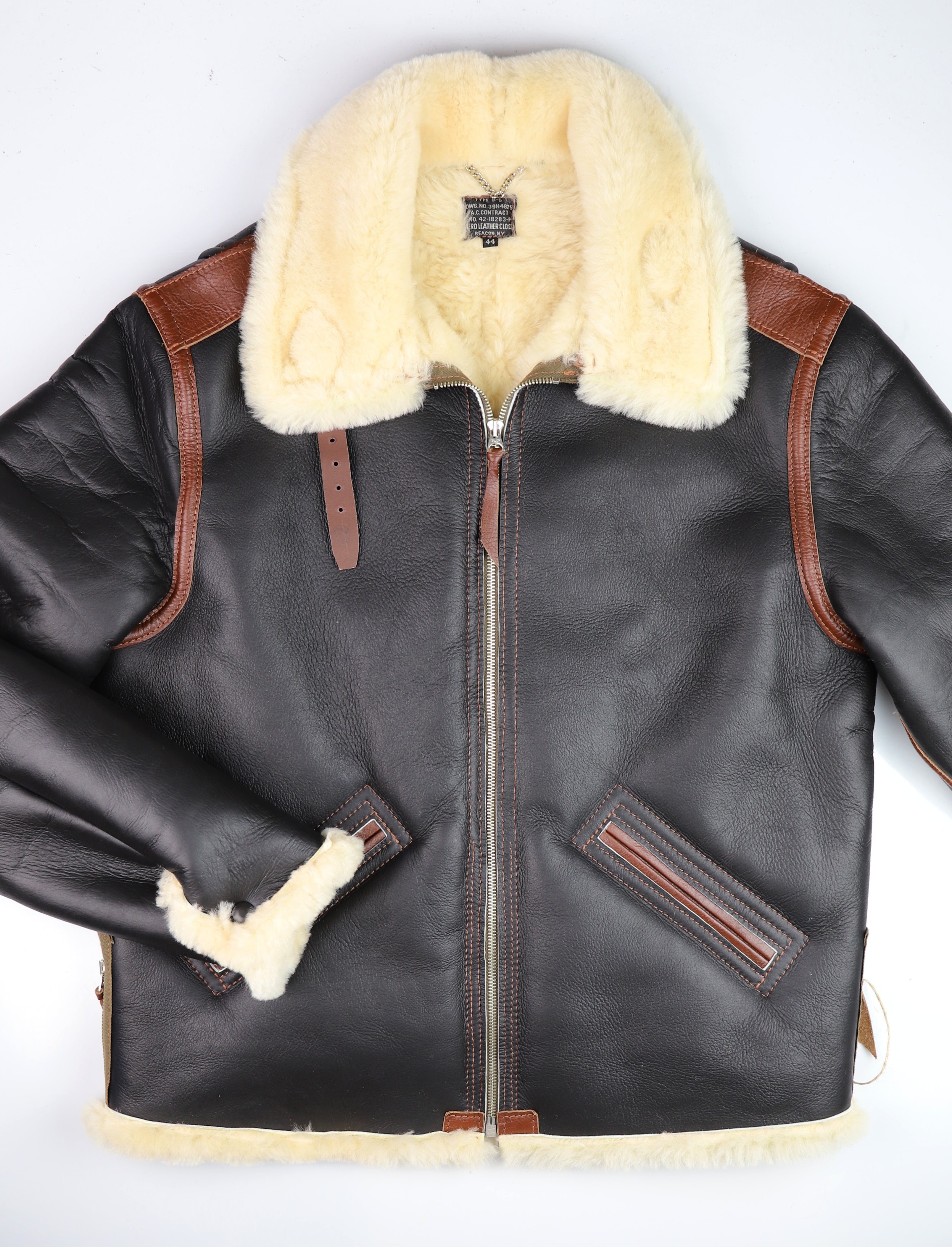 Aero B-6 Military Flight Jacket, size 44, Seal Brown with Russet Vicenza Trim