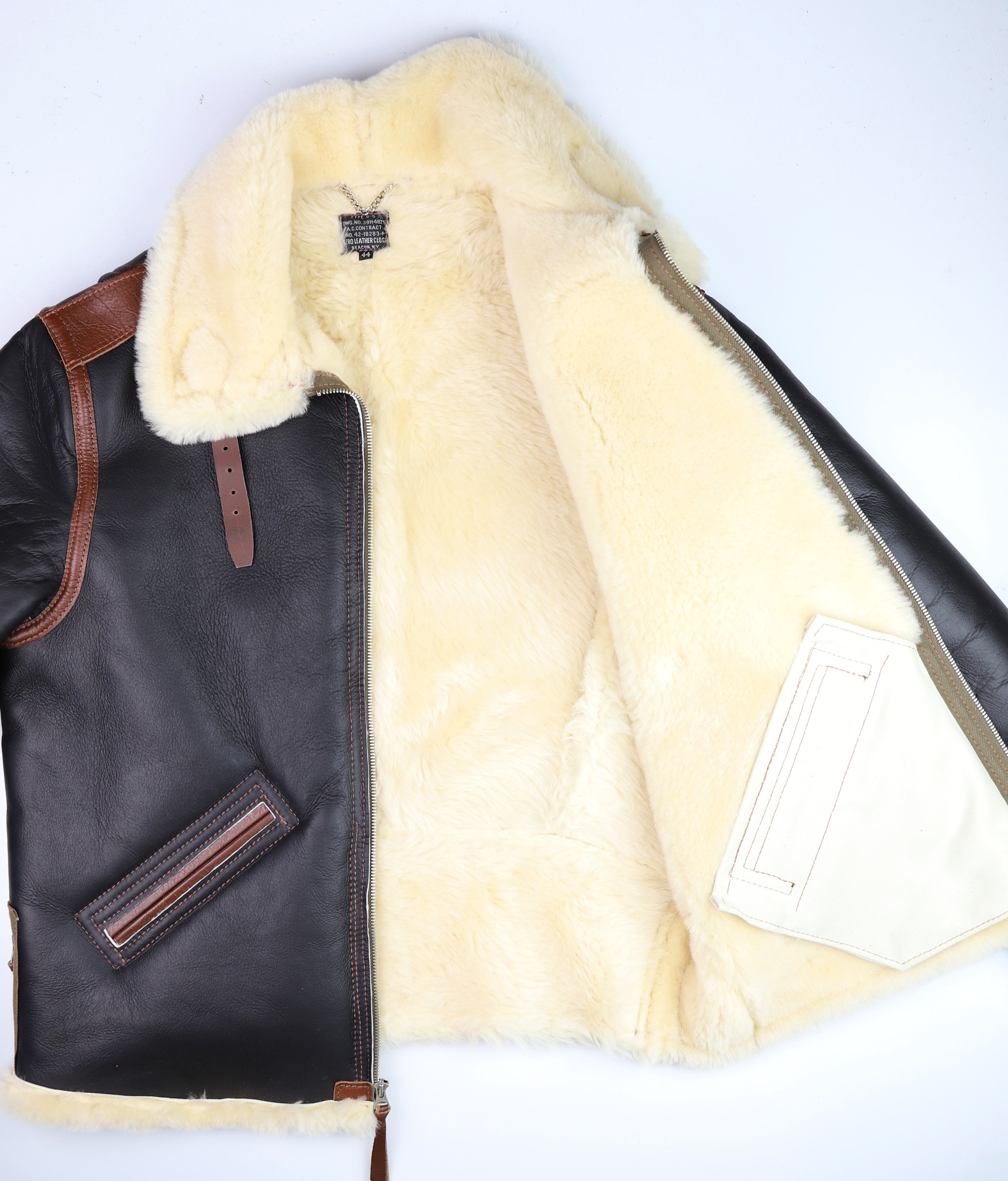 Aero B-6 Military Flight Jacket, size 44, Seal Brown with Russet Vicenza Trim