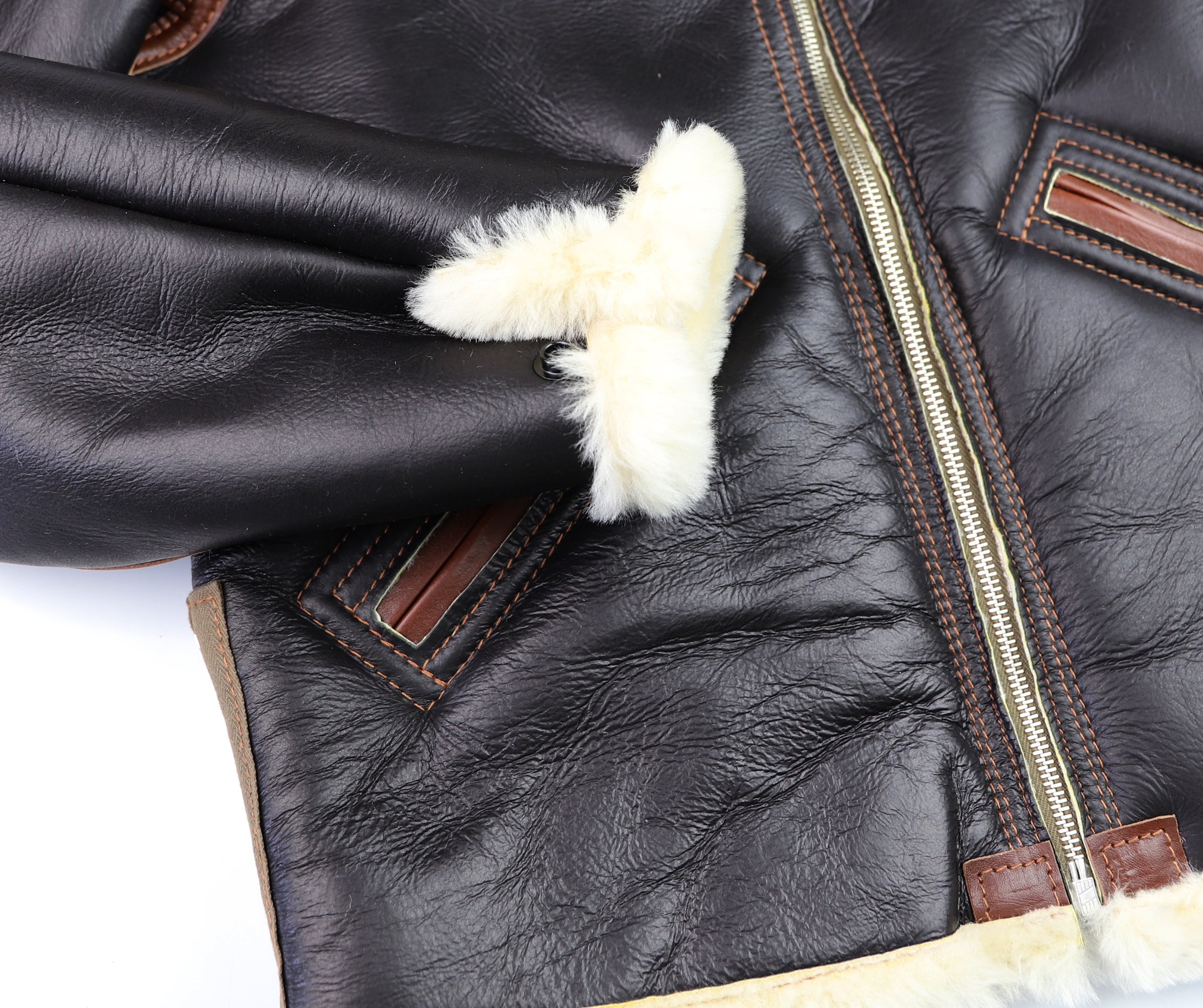 Aero B-6 Military Flight Jacket, size 38, Seal Brown with Russet Vicenza Trim