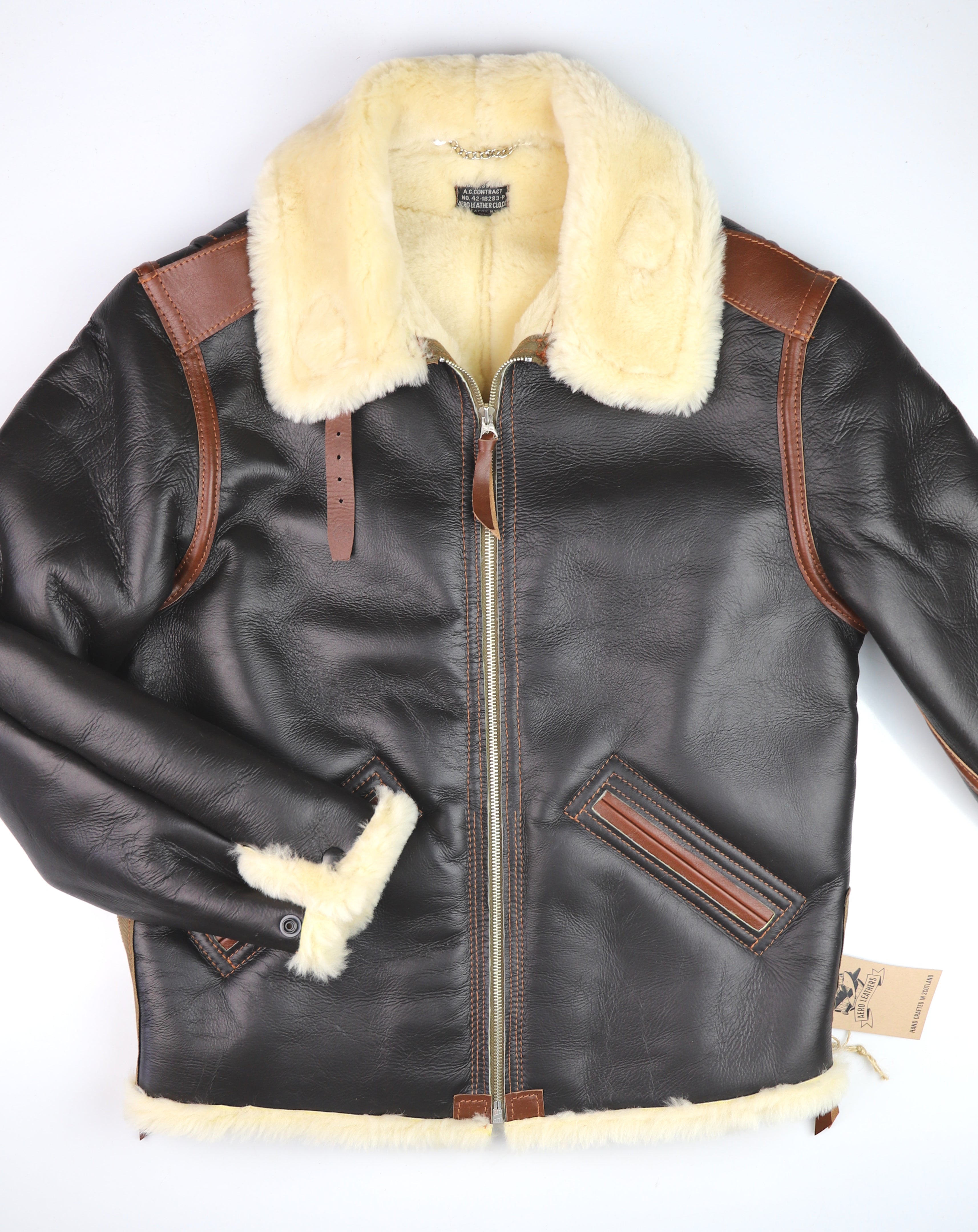 Aero B-6 Military Flight Jacket, size 42, Seal Brown with Russet Vicenza Trim