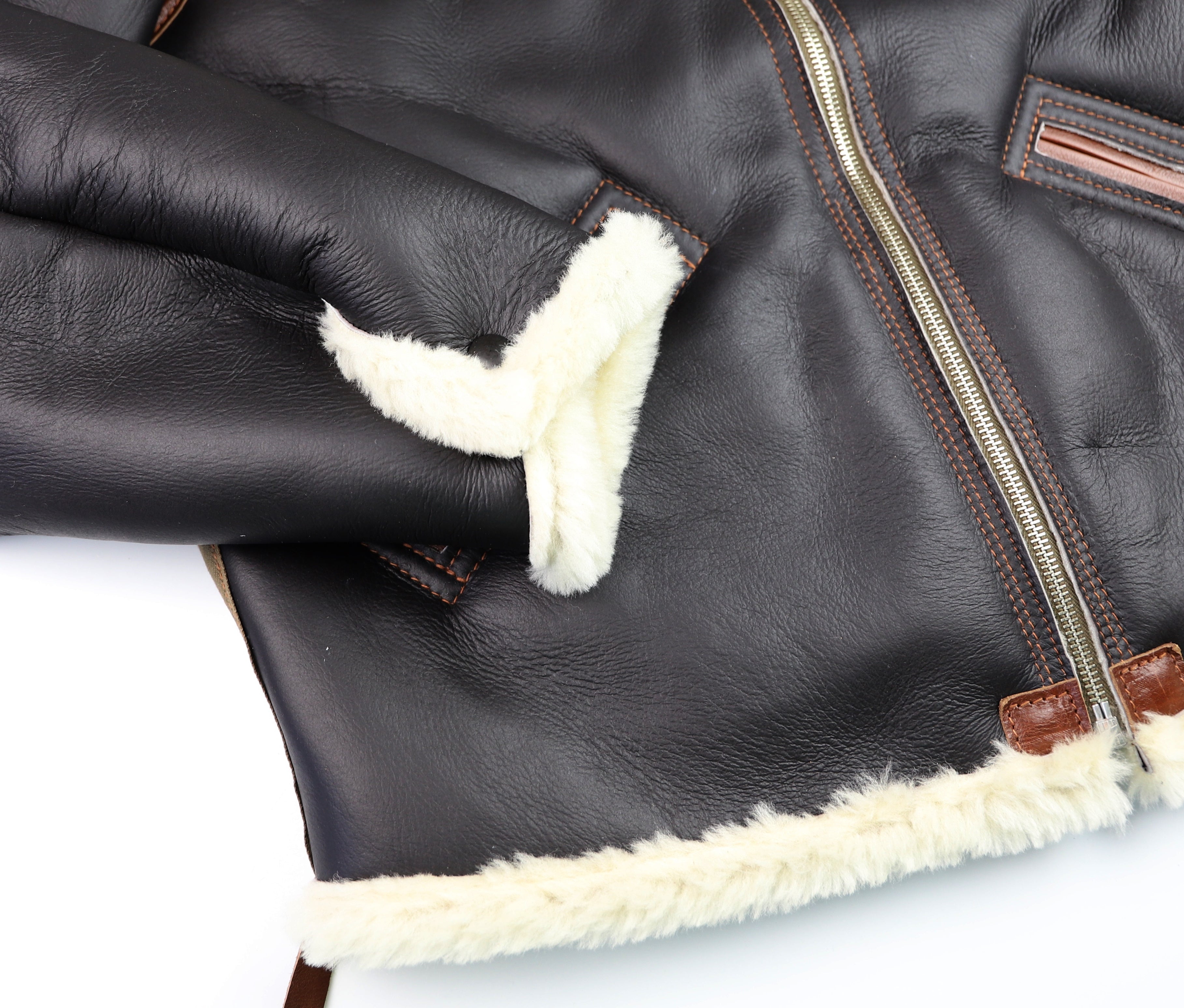 Aero Two-Tone B-6 Military Flight Jacket, size 46, Seal Brown with Russet Vicenza Horsehide Trim